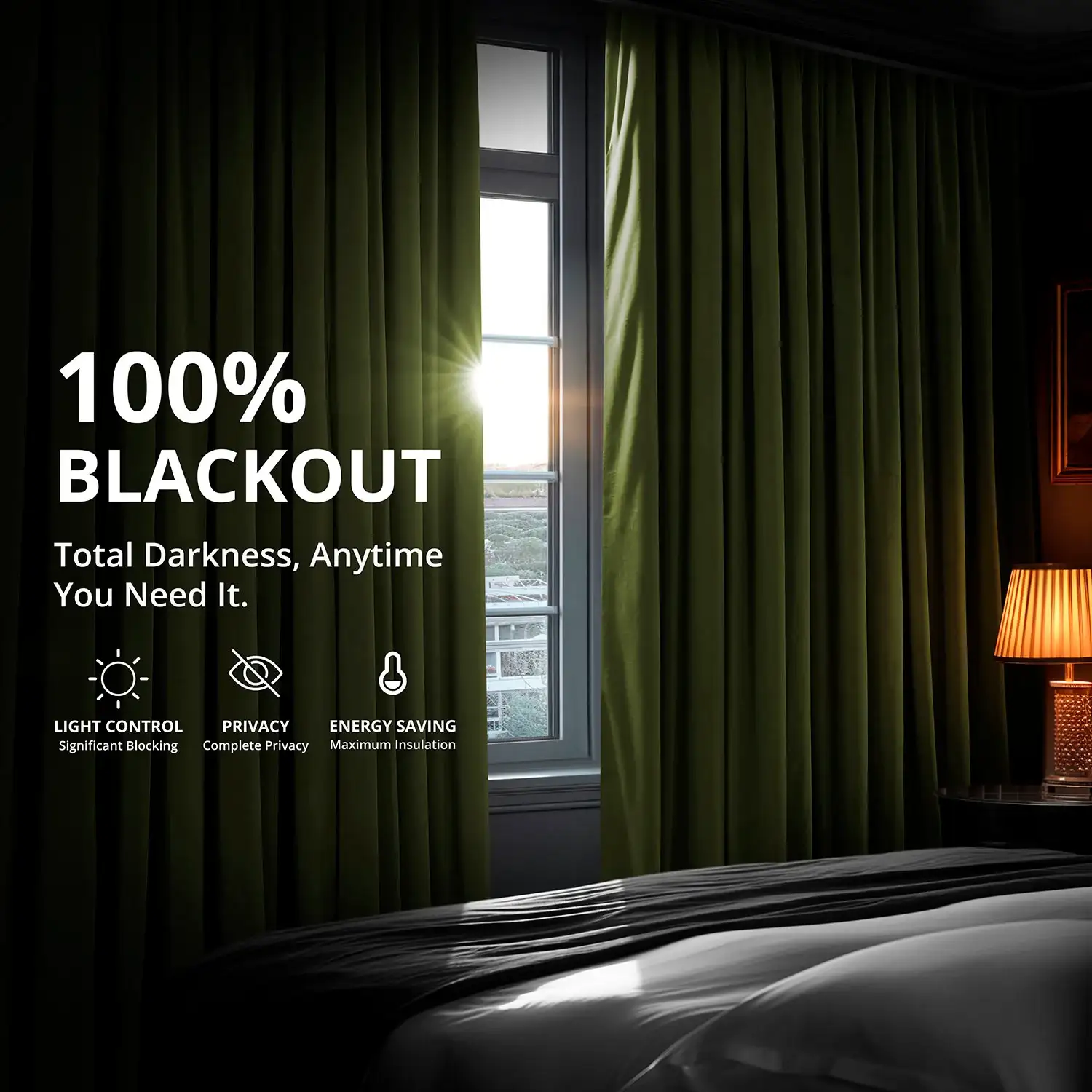 Basque Green Signature Velvet Blackout Curtain - Image 4