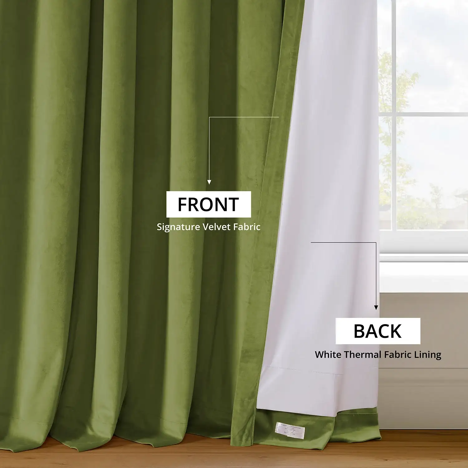 Basque Green Signature Velvet Blackout Curtain - Image 6