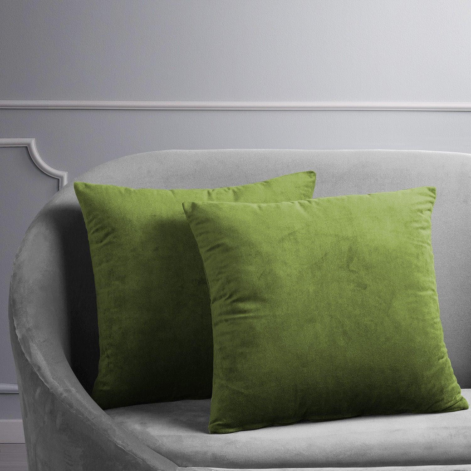 Basque Green Signature Velvet Cushion Covers - Pair
