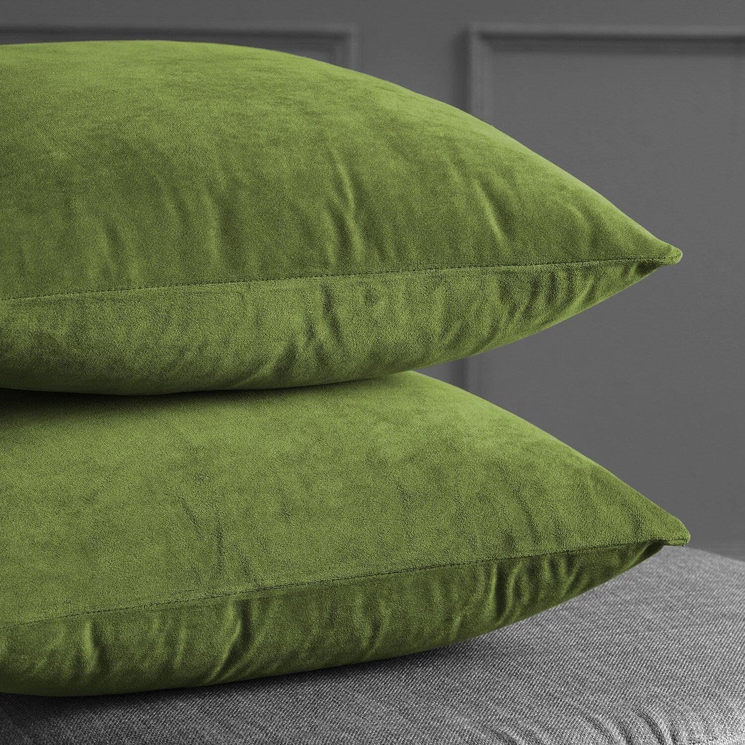 Basque Green Signature Velvet Cushion Covers - Pair - Image 3