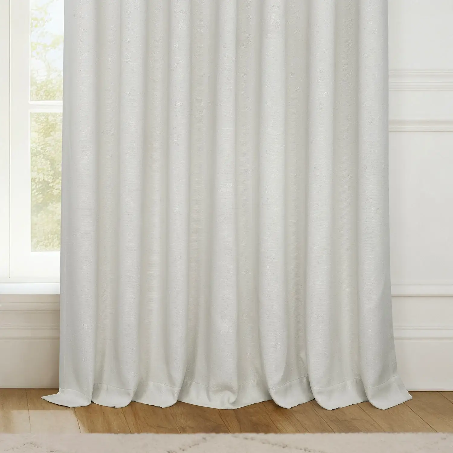 Birch Extra Wide Textured Faux Linen Room Darkening Curtain - Image 6