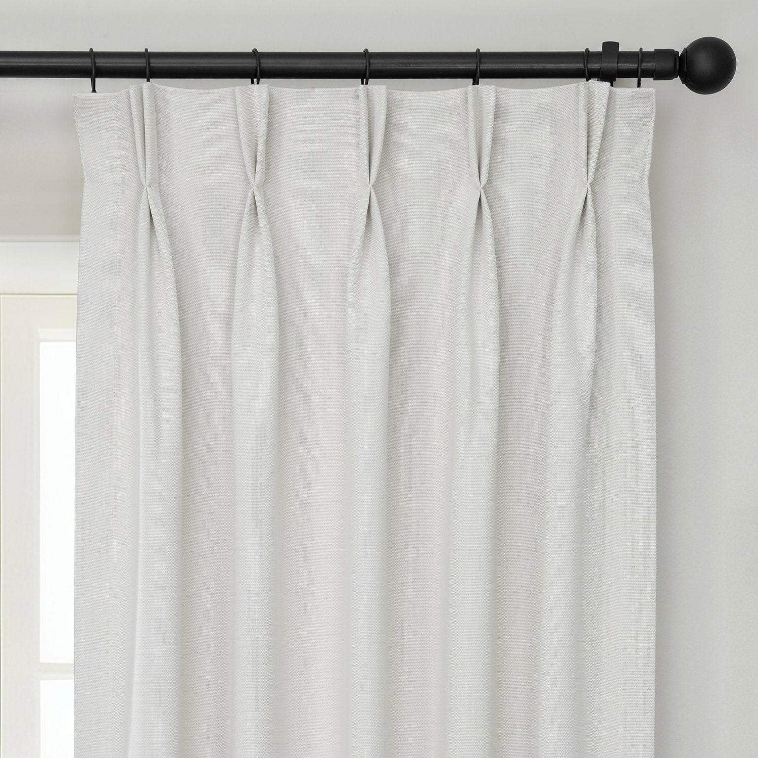 Birch French Pleat Textured Faux Linen Room Darkening Curtain - Image 2