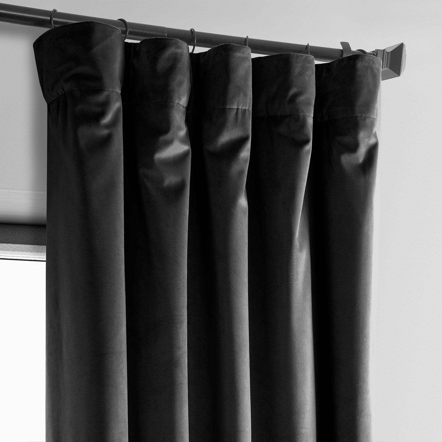 Black Heritage Plush Velvet Room Darkening Curtain - Image 2