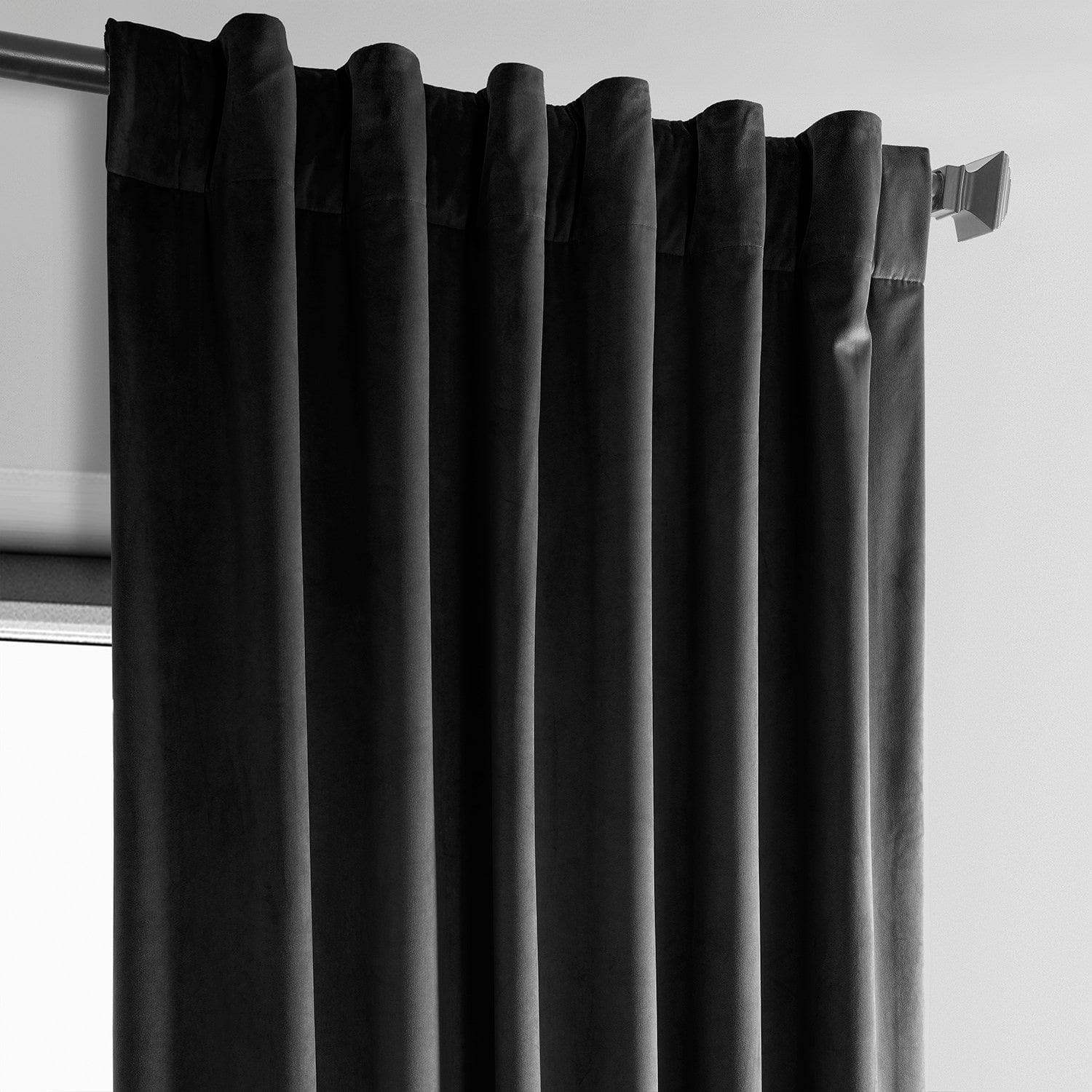 Black Heritage Plush Velvet Room Darkening Curtain - Image 3