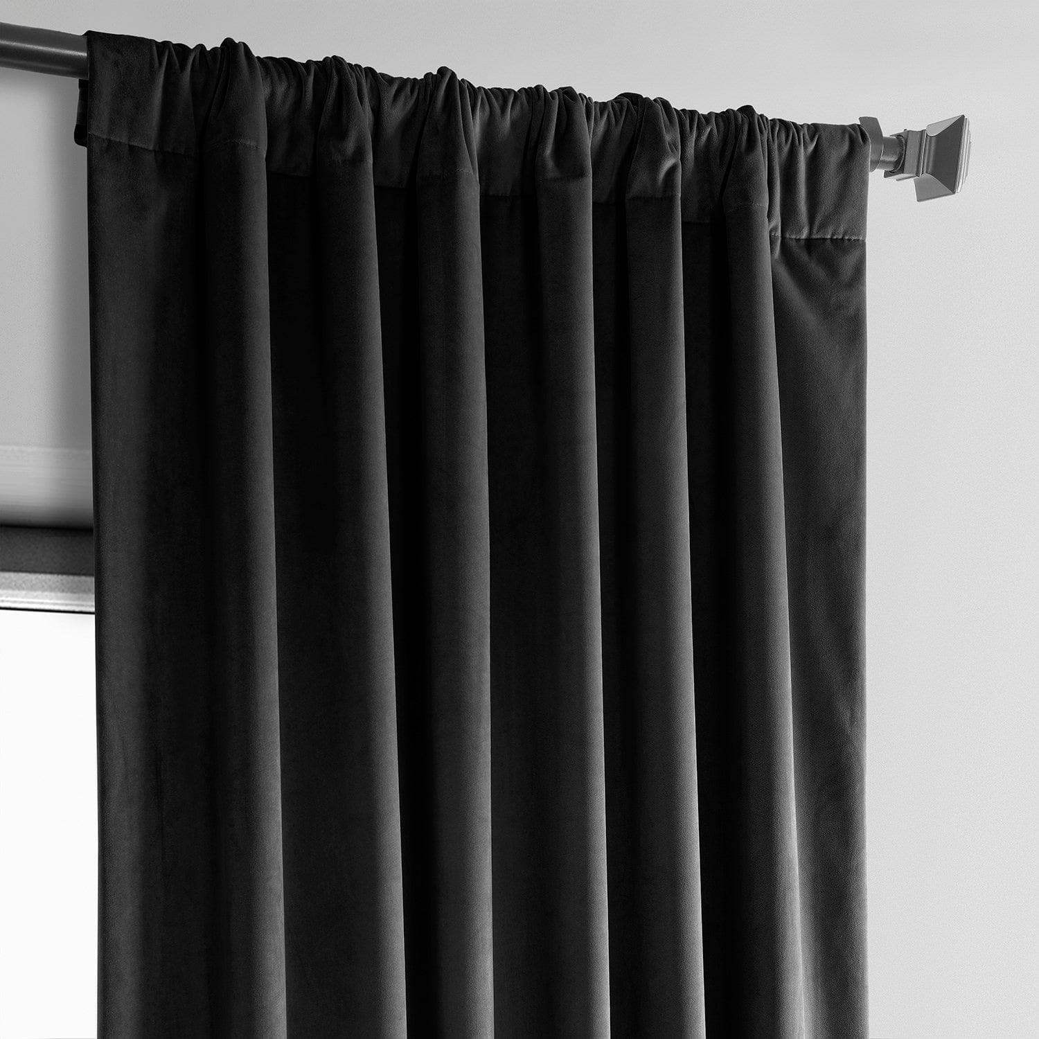 Black Heritage Plush Velvet Room Darkening Curtain - Image 4