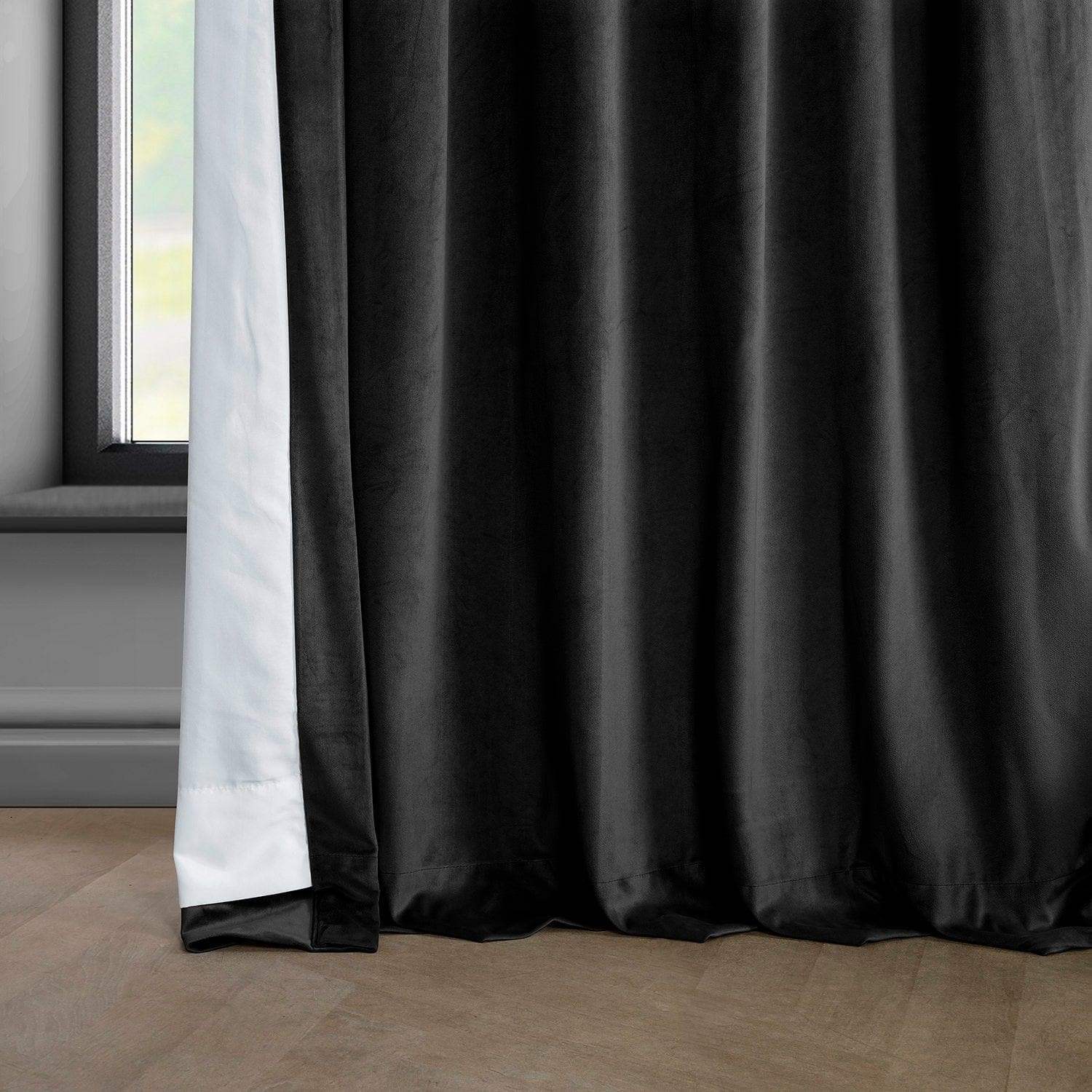 Black Heritage Plush Velvet Room Darkening Curtain - Image 5
