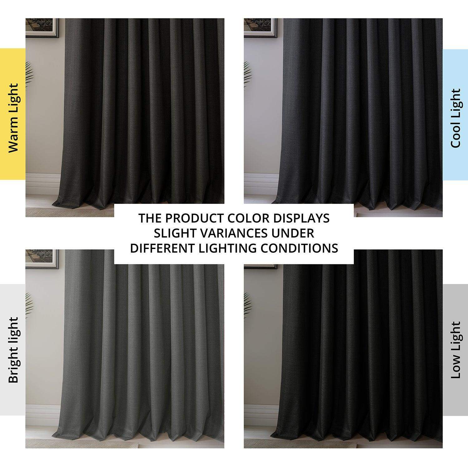 Black Vienna Basic Linen Blackout Curtain Pair (2 Panels) - Image 7