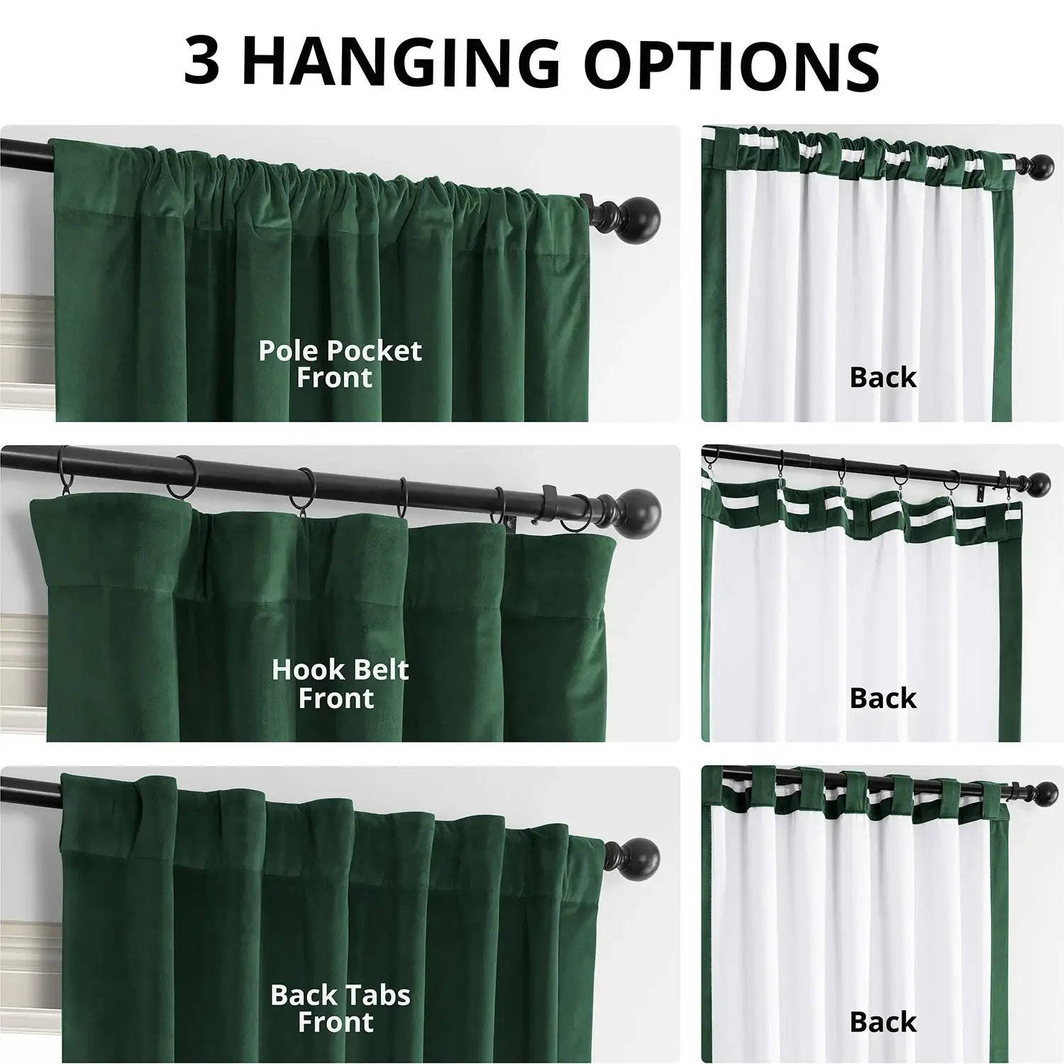 Blackforest Green Signature Velvet Blackout Curtain - Image 2