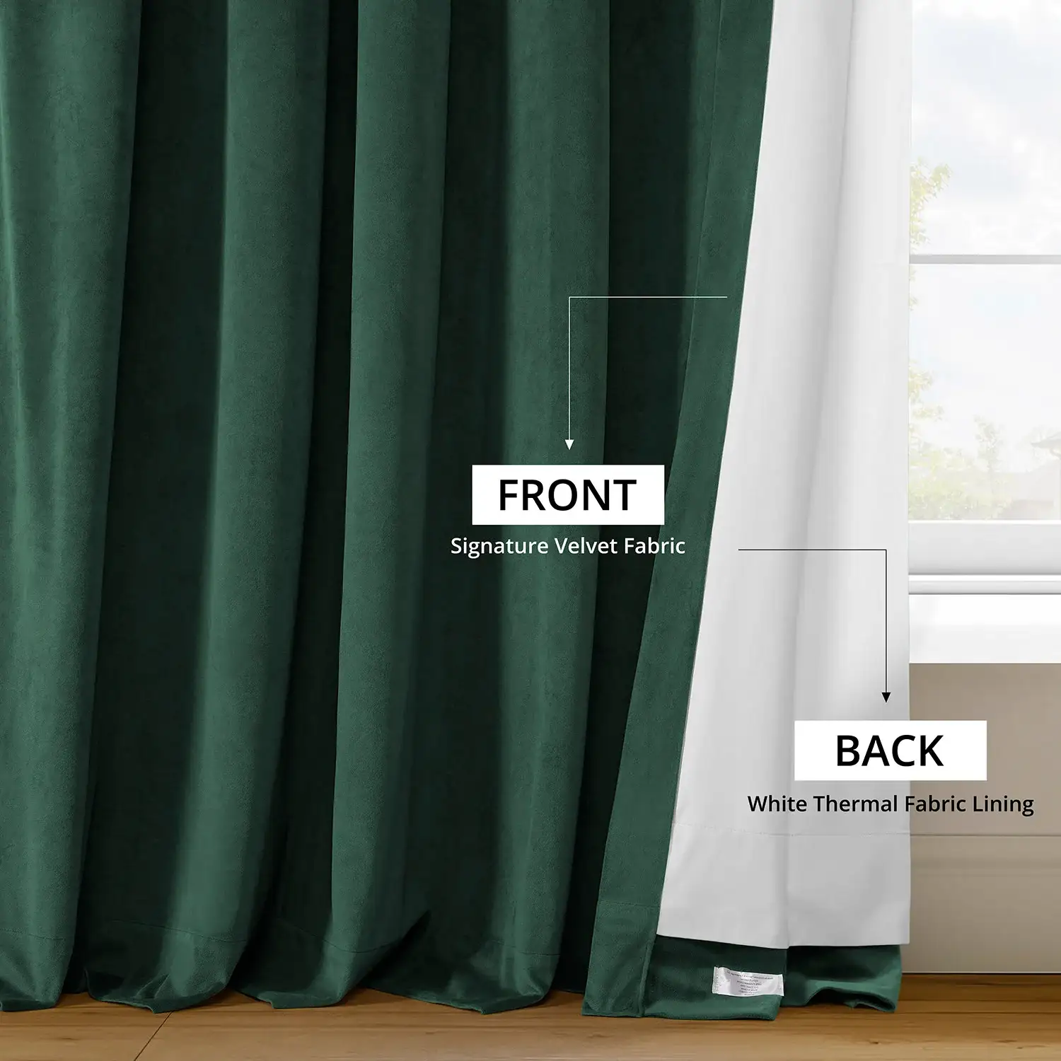Blackforest Green Signature Velvet Blackout Curtain - Image 6