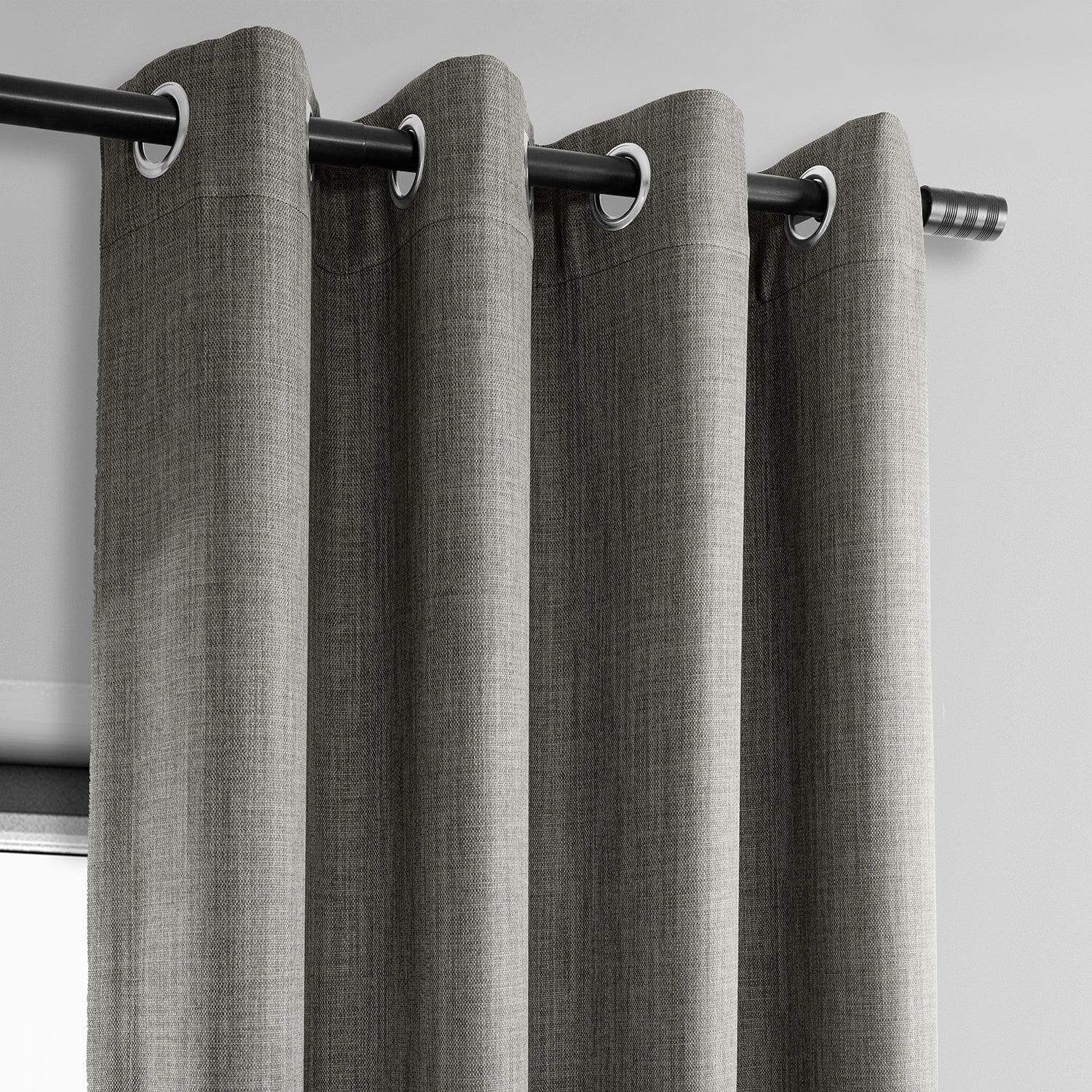 Blazer Grey Grommet Textured Faux Linen Room Darkening Curtain - Image 2