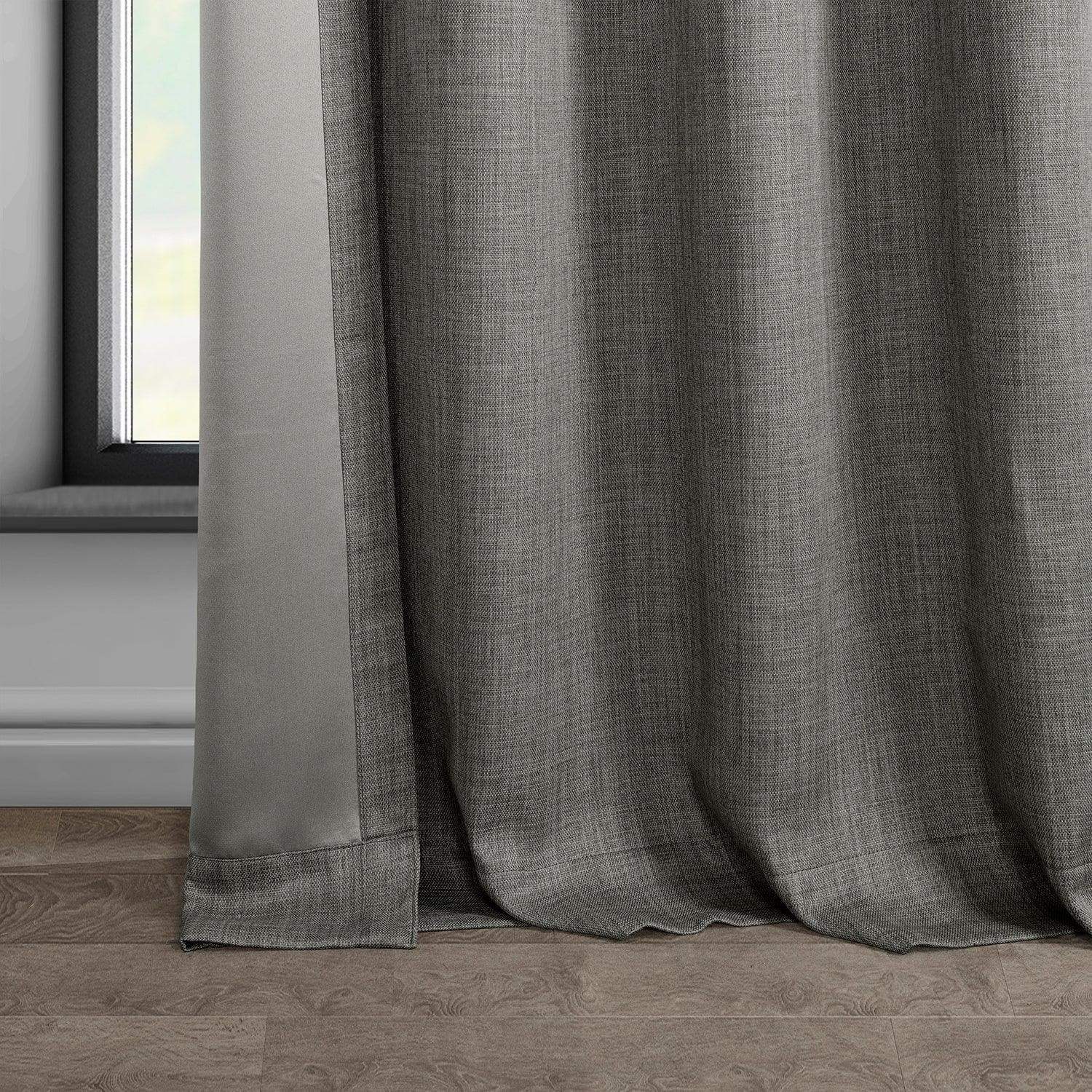 Blazer Grey Grommet Textured Faux Linen Room Darkening Curtain - Image 4