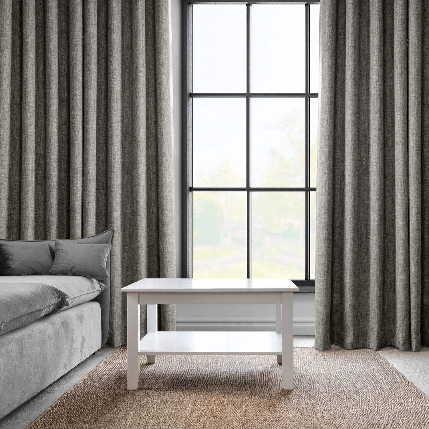 Blazer Grey Grommet Textured Faux Linen Room Darkening Curtain - Image 5