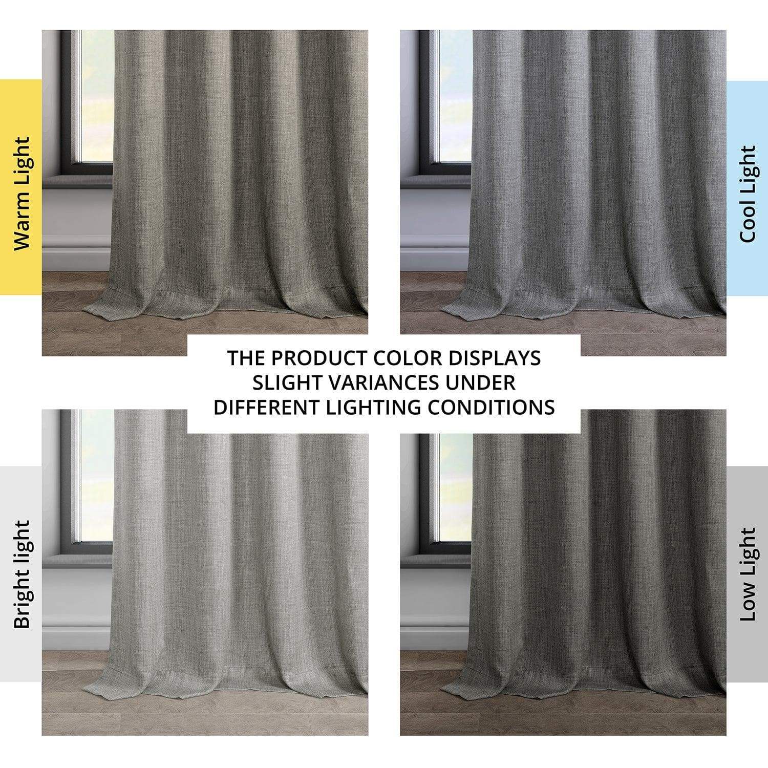 Blazer Grey Grommet Textured Faux Linen Room Darkening Curtain - Image 6