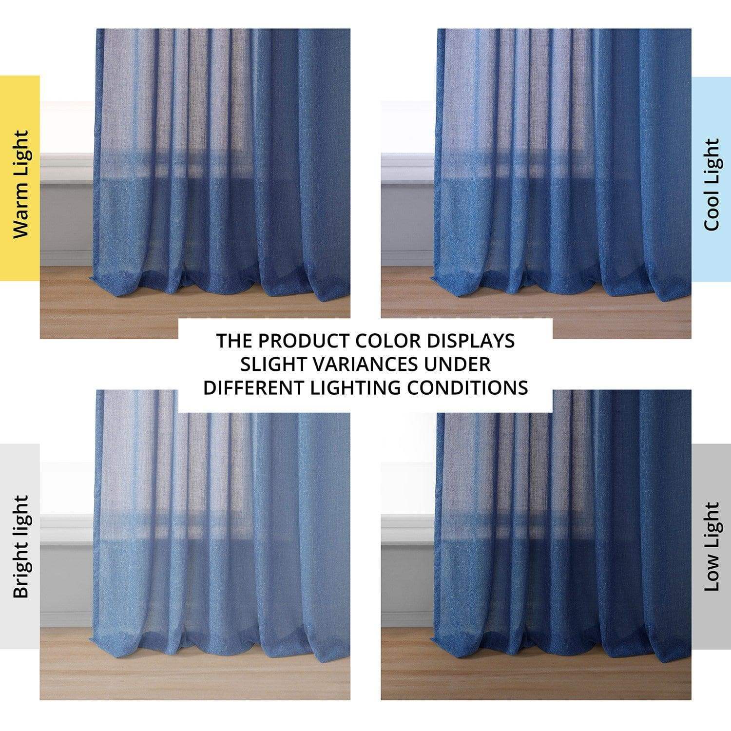 Blue Cyan Faux Linen Sheer Curtain Pair (2 Panels) - Image 6
