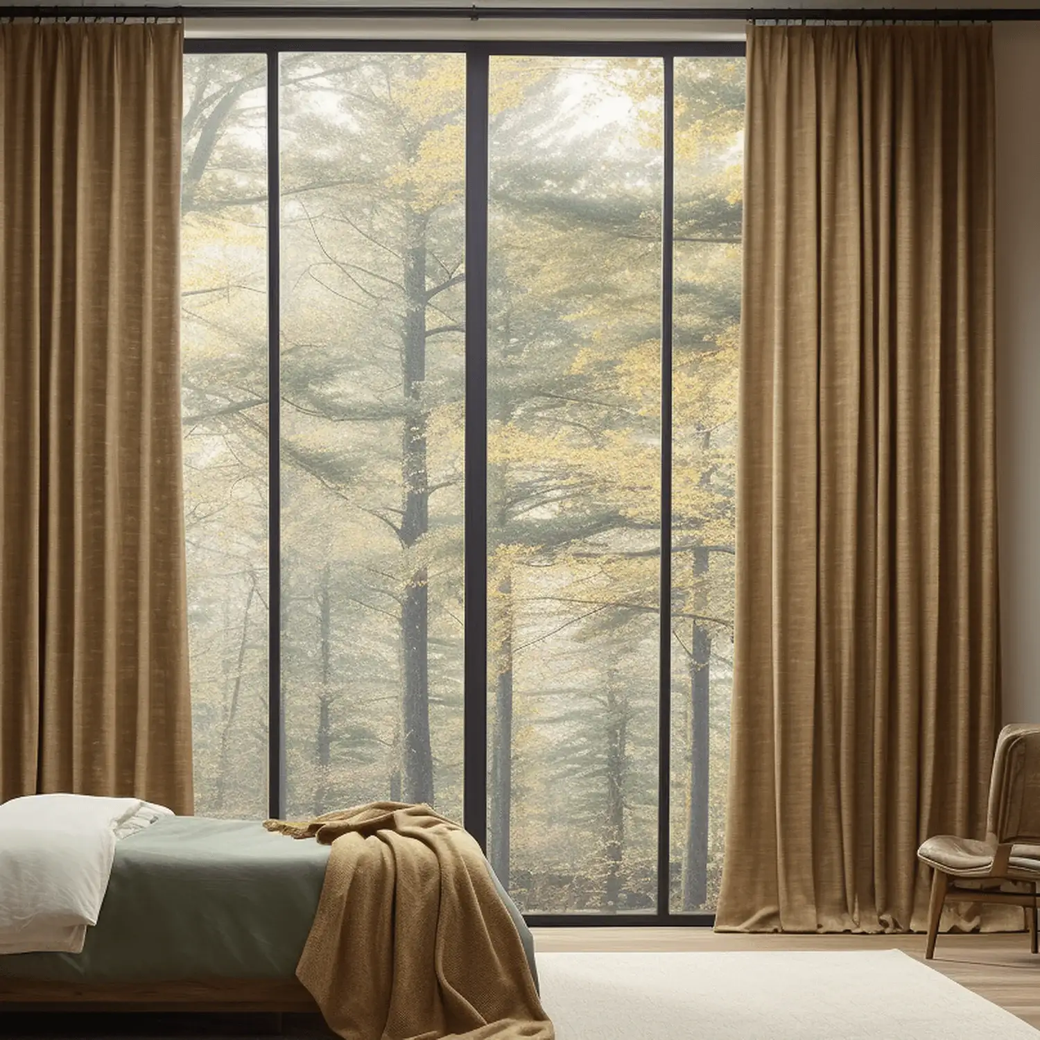 Butterscotch Textured Faux Linen Custom Curtain