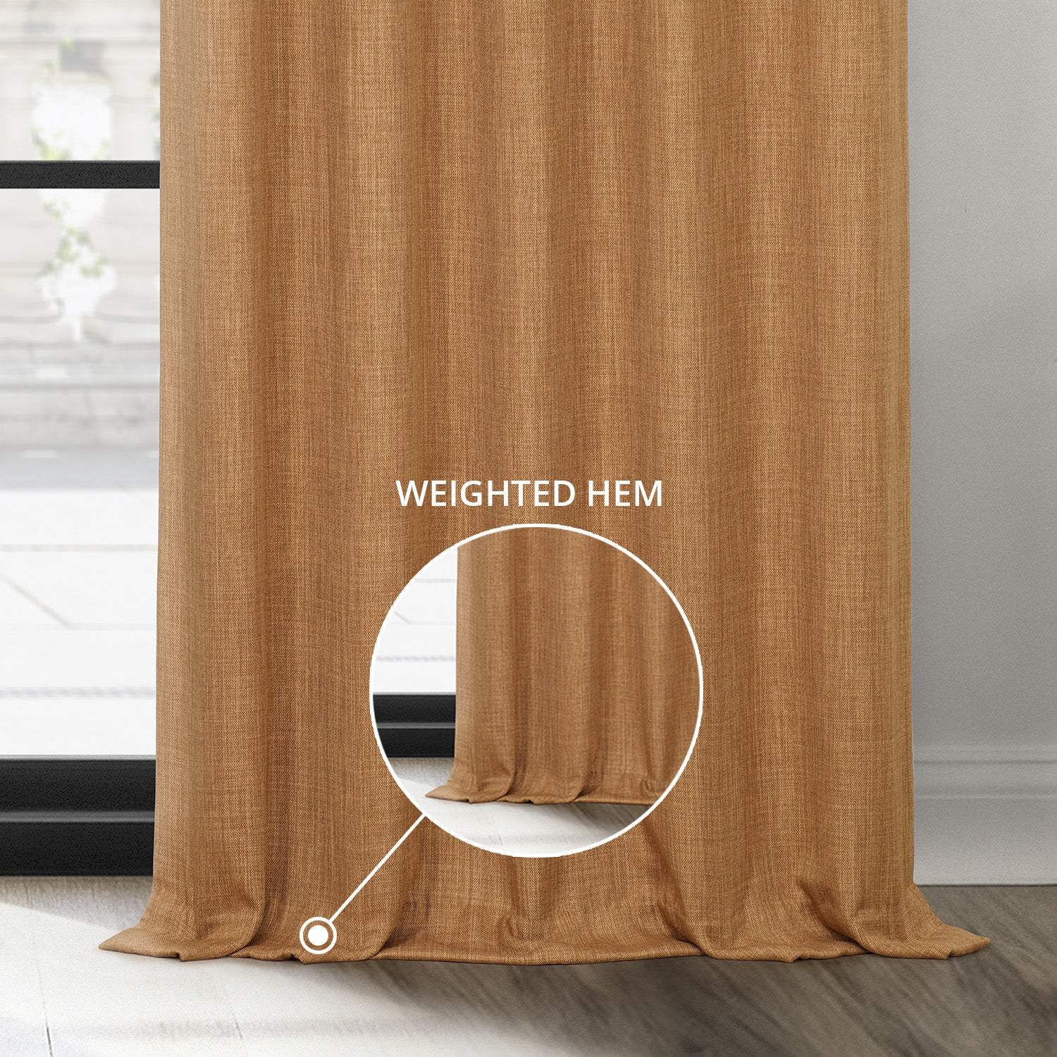 Butterscotch Textured Faux Linen Custom Curtain - Image 4