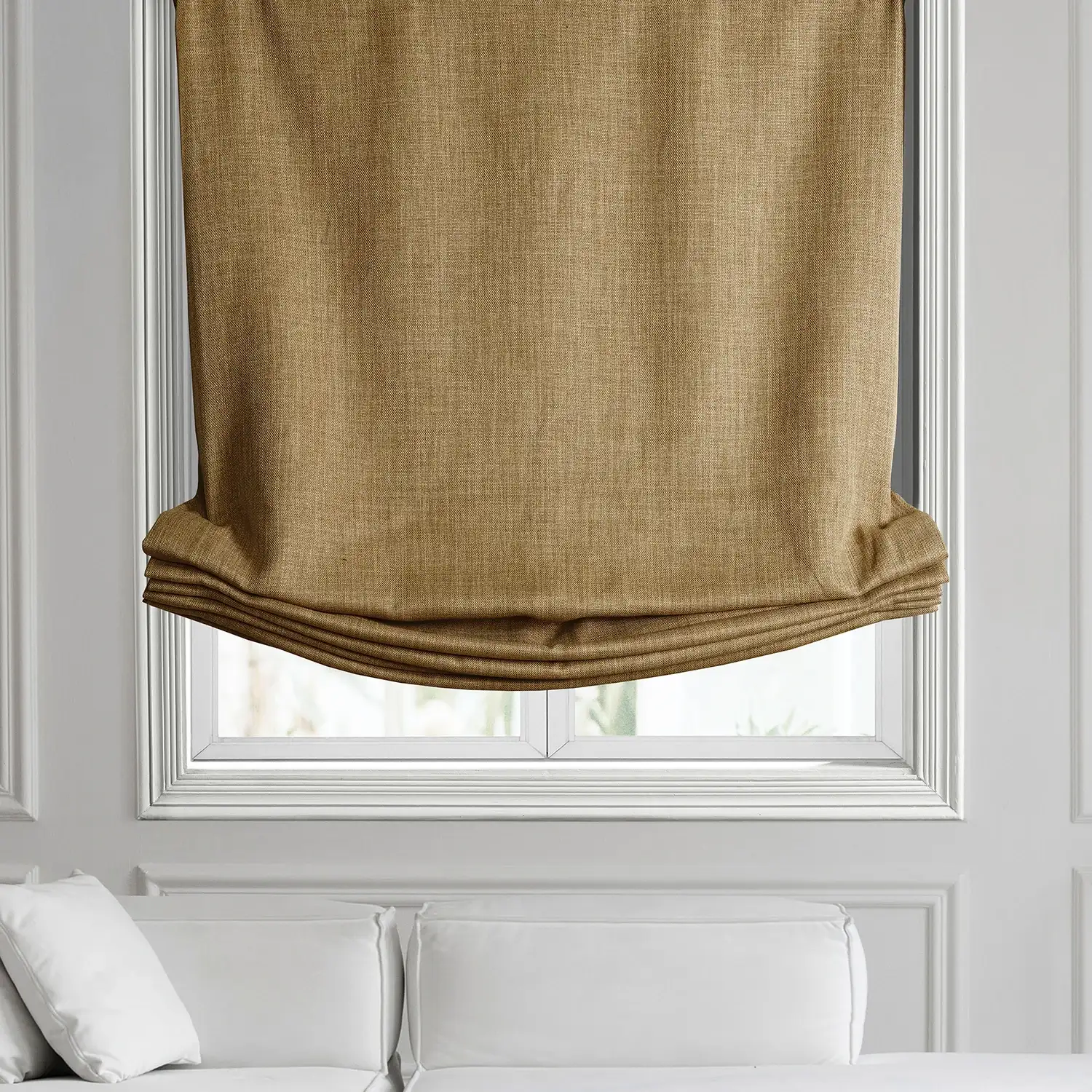 Butterscotch Textured Faux Linen Roman Shade - Image 2