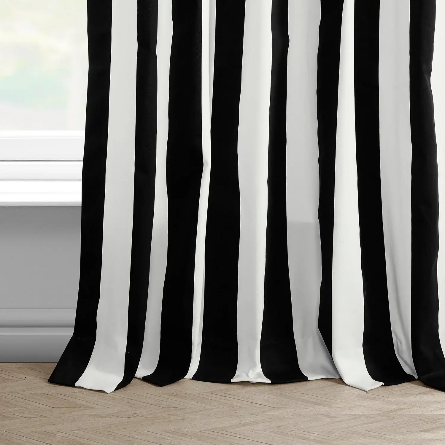 Cabana Black Striped Printed Cotton Custom Curtain - Image 3
