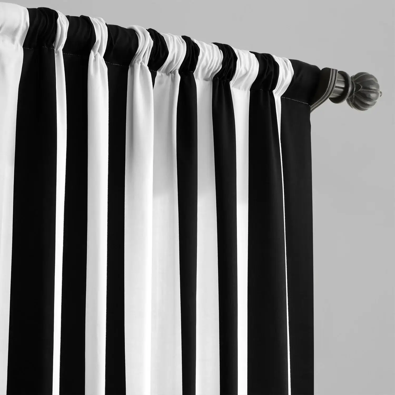 Cabana Black Striped Printed Cotton Custom Curtain - Image 4