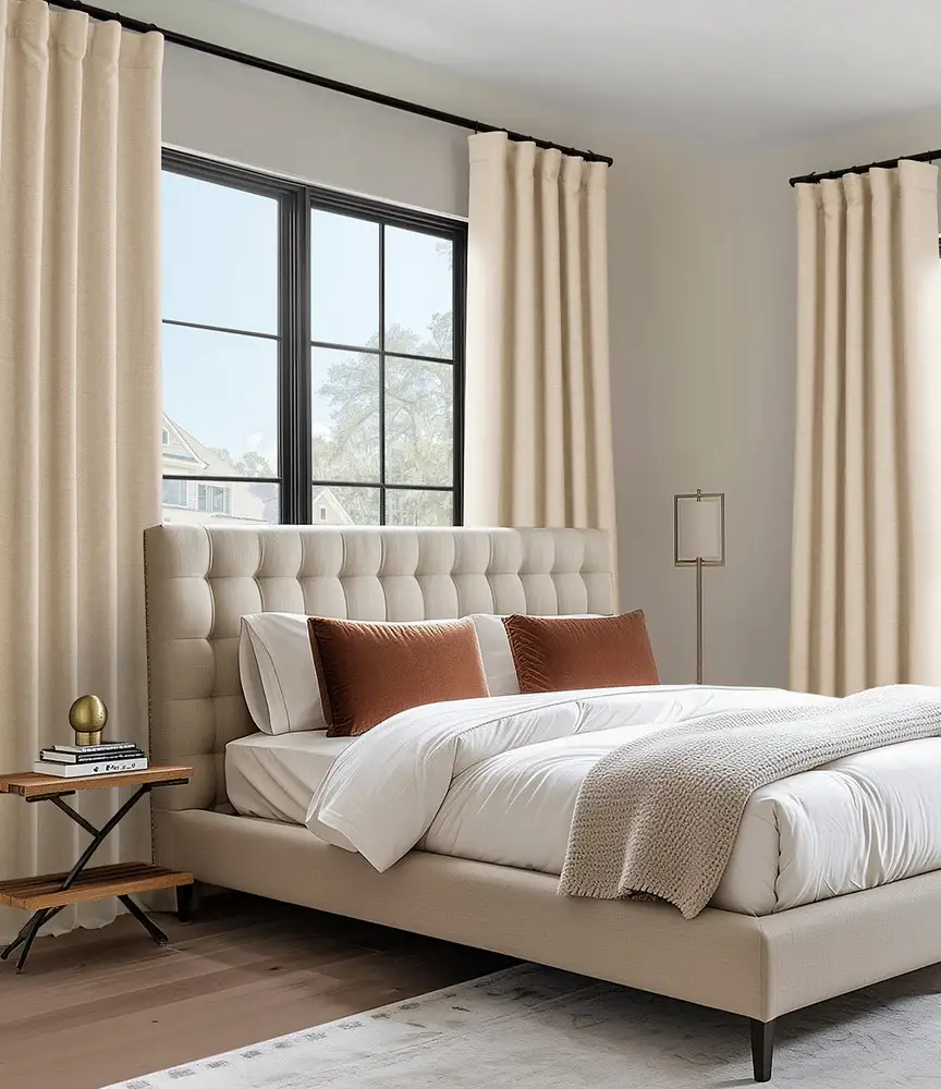 Candlelight Bellino Textured Faux Linen Custom Curtain