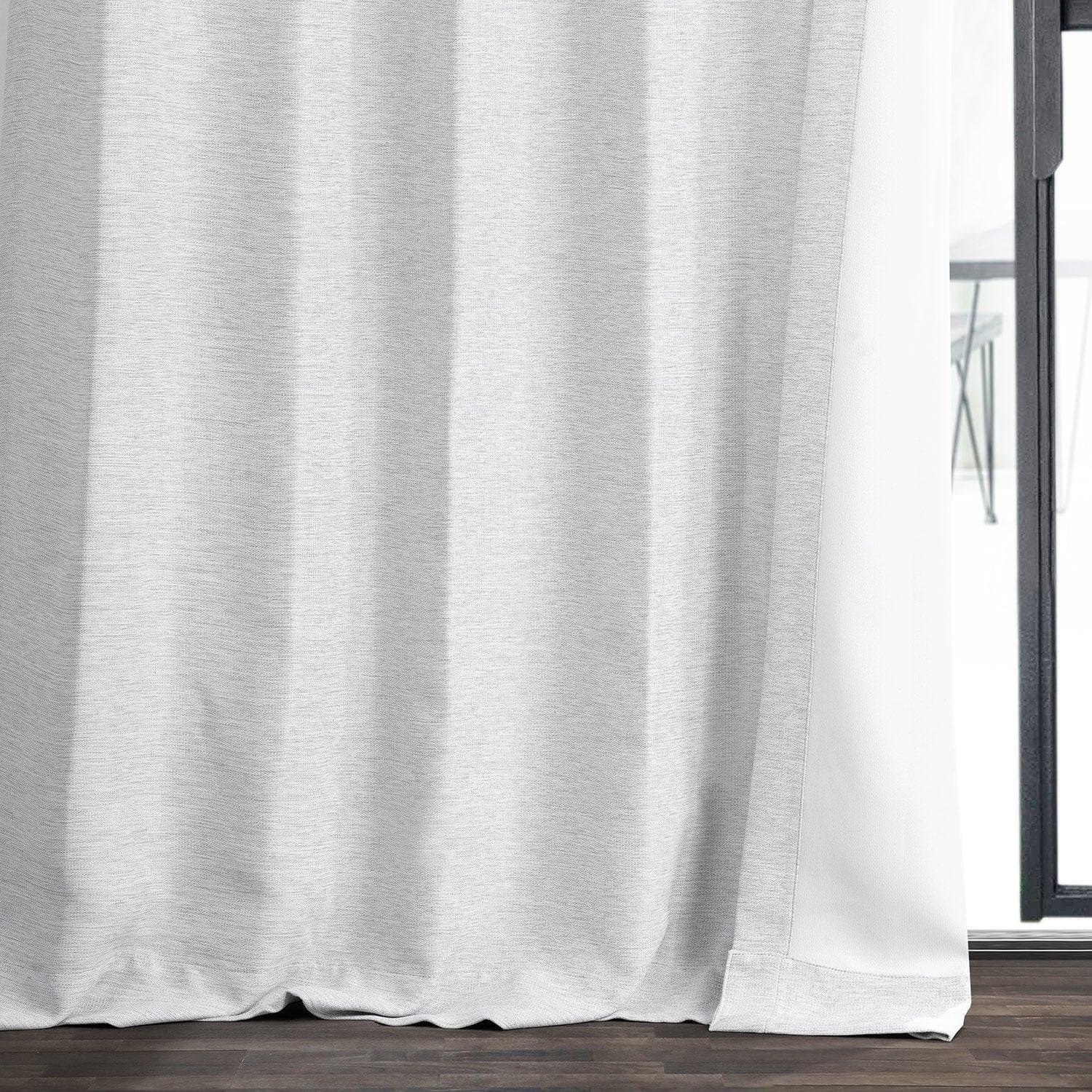 Chalk Off White Bellino Textured Faux Linen Room Darkening Curtain - Image 5