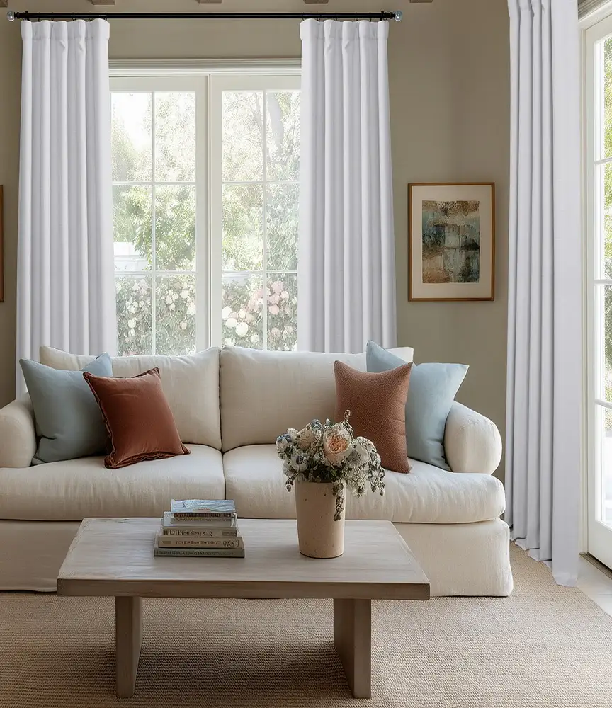 Chalk White Bellino Textured Faux Linen Custom Curtain - Image 4