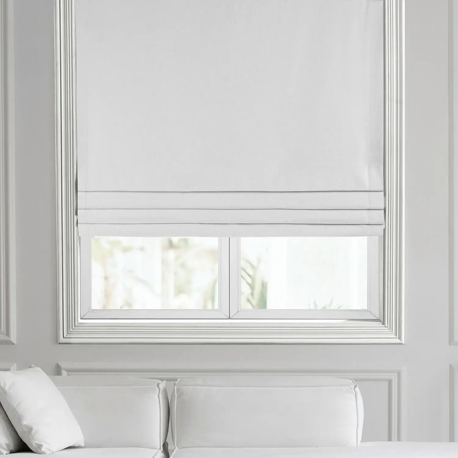 Chalk White Bellino Textured Faux Linen Roman Shade