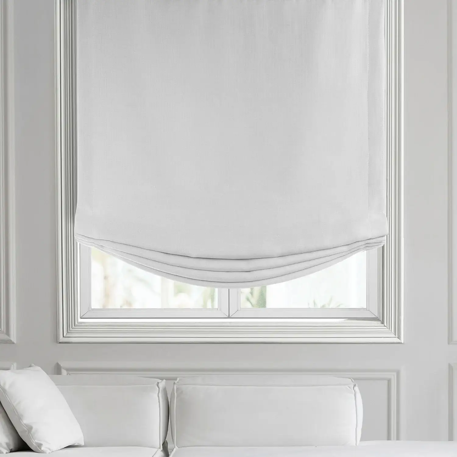 Chalk White Bellino Textured Faux Linen Roman Shade - Image 2