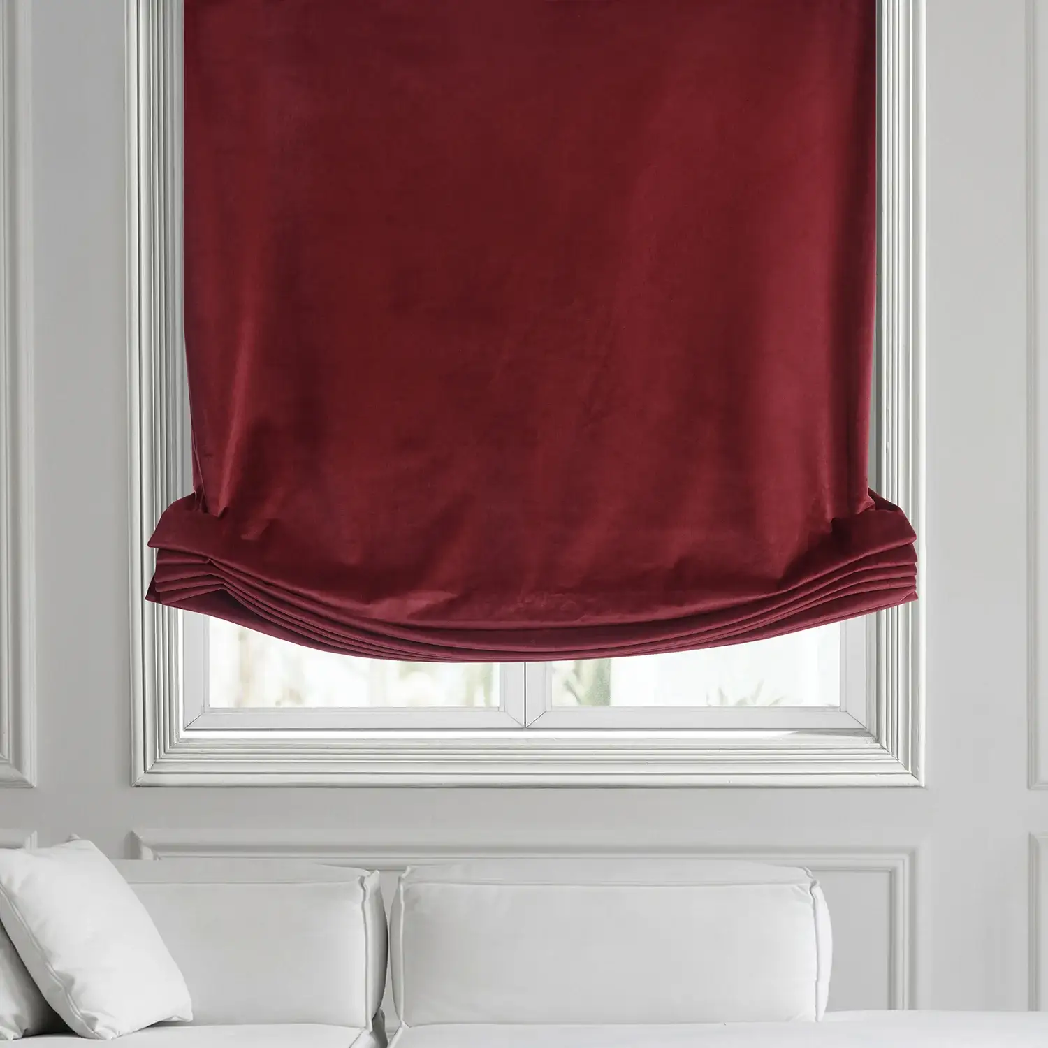 Cinema Red Heritage Plush Velvet Roman Shade - Image 2