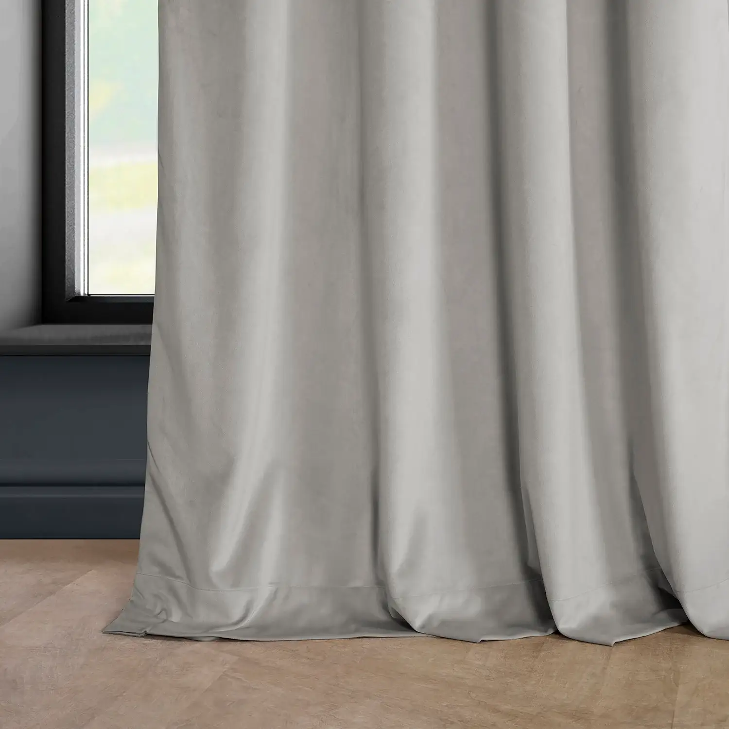 City Grey Heritage Plush Velvet Custom Curtain - Image 3