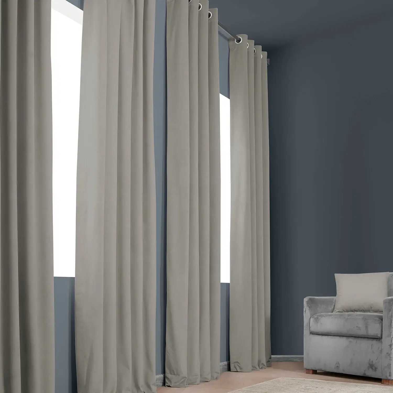 City Grey Heritage Plush Velvet Custom Curtain - Image 4
