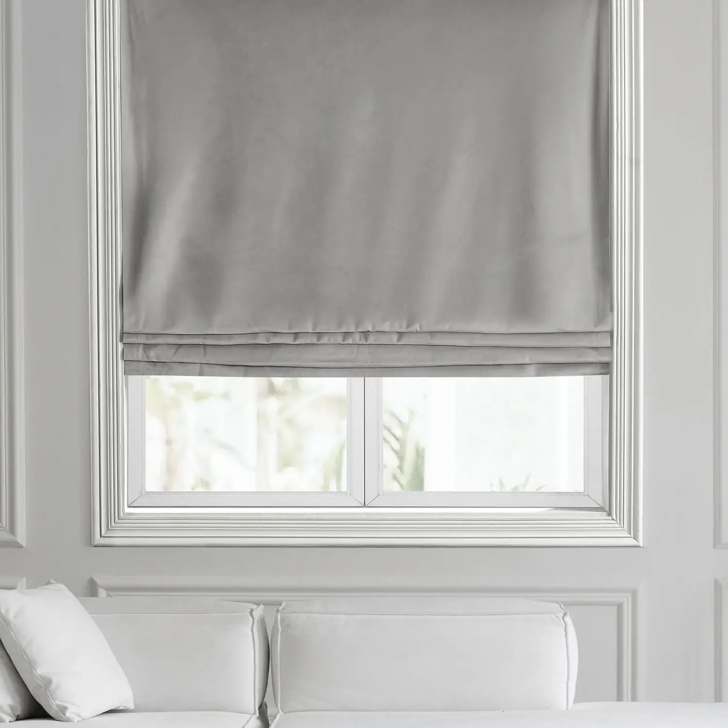 City Grey Heritage Plush Velvet Roman Shade