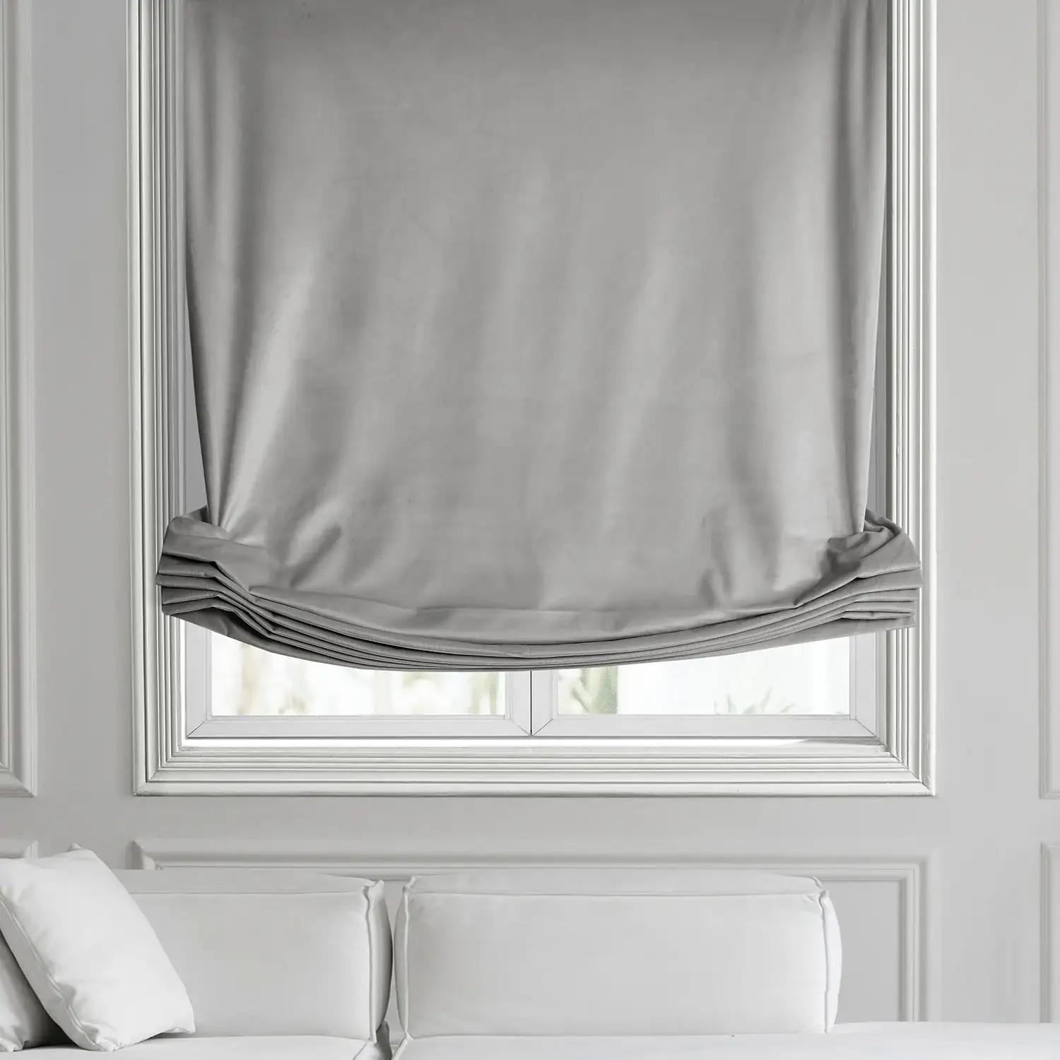 City Grey Heritage Plush Velvet Roman Shade - Image 2