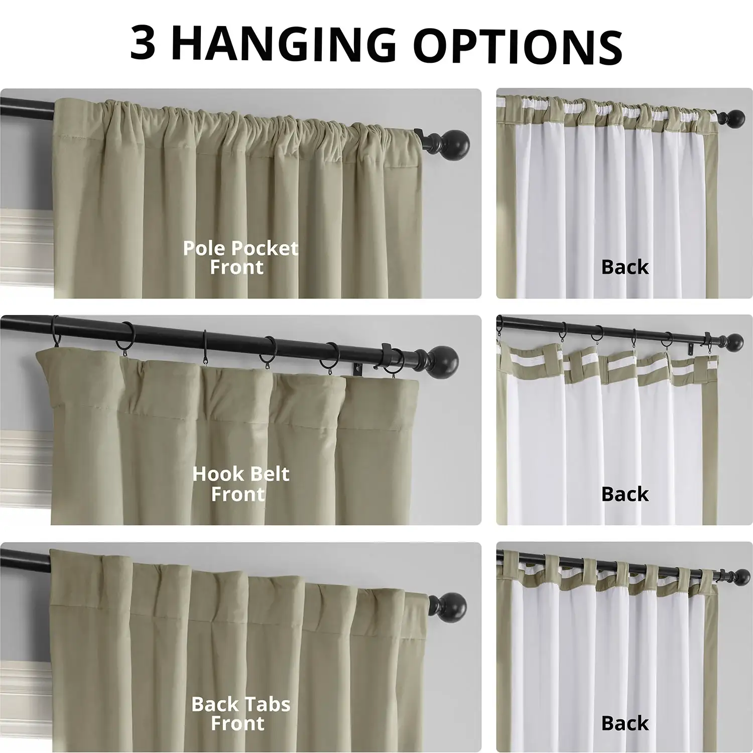 Cool Beige Signature Velvet Blackout Curtain - Image 2