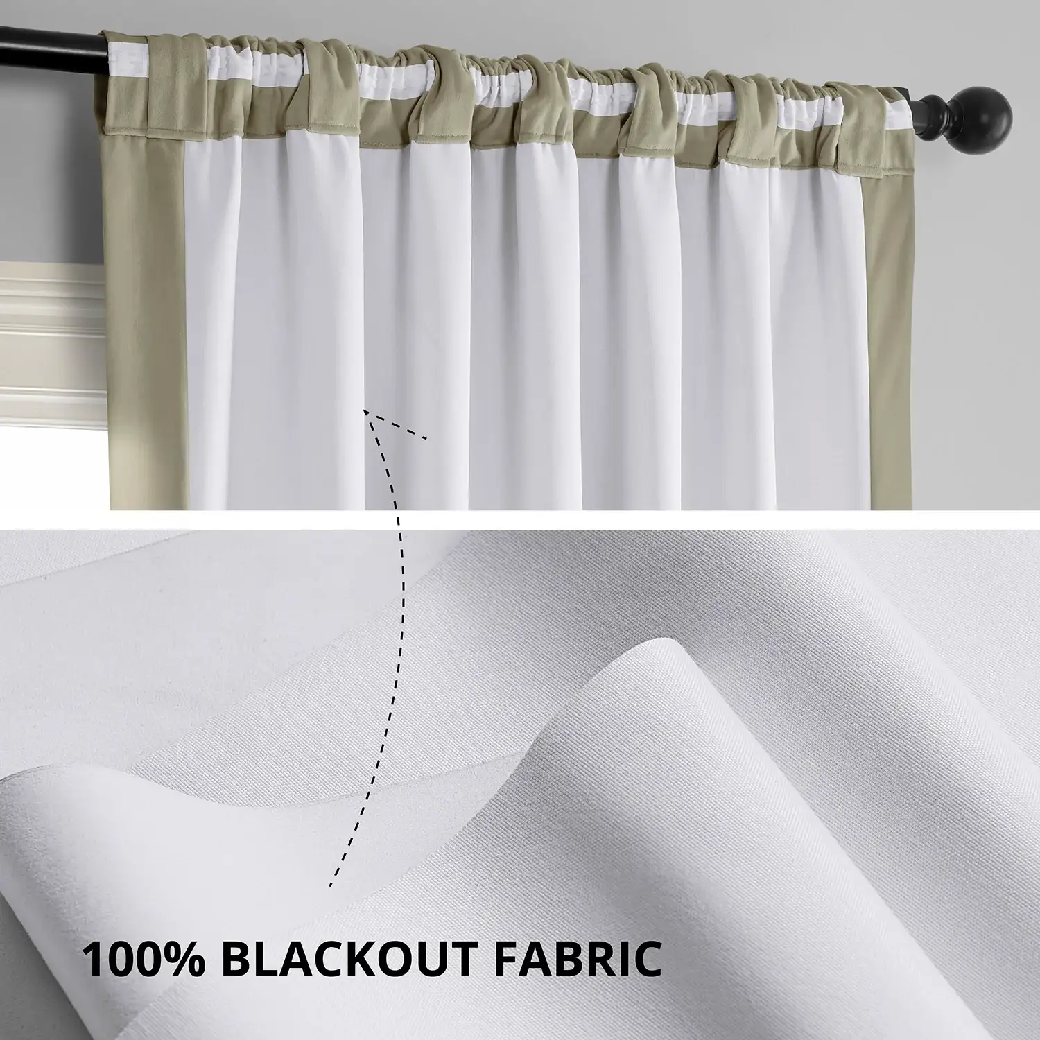 Cool Beige Signature Velvet Blackout Curtain - Image 3