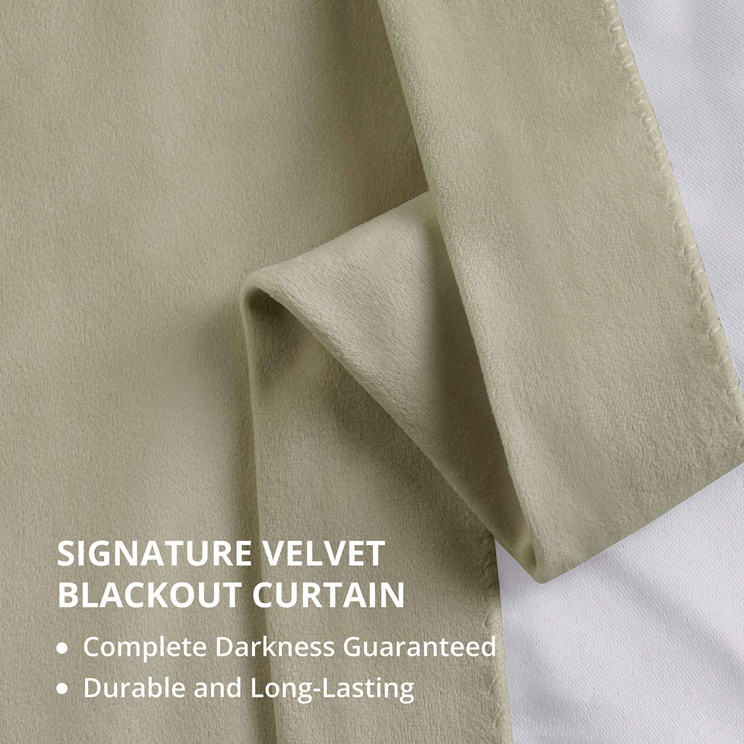 Cool Beige Signature Velvet Blackout Curtain - Image 4