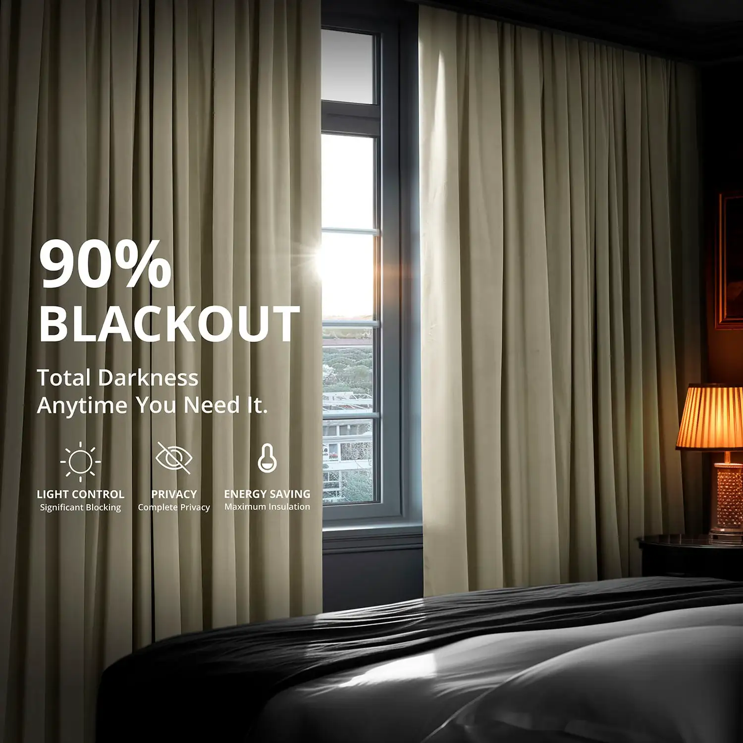 Cool Beige Signature Velvet Blackout Curtain - Image 5