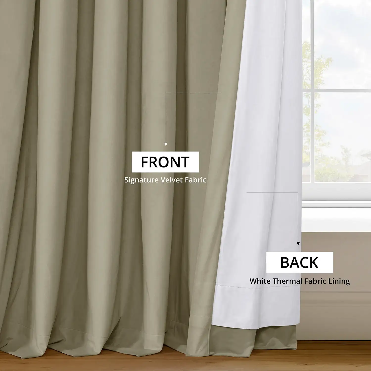 Cool Beige Signature Velvet Blackout Curtain - Image 6