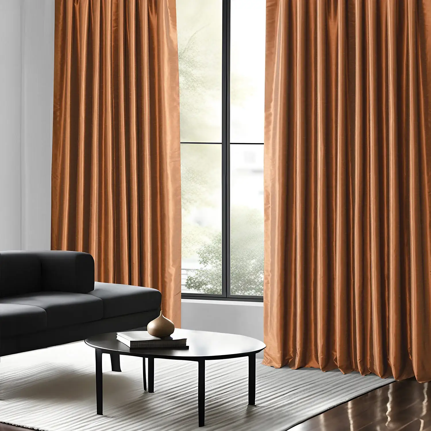 Copper Kettle Vintage Textured Faux Dupioni Silk Custom Curtain - Image 4
