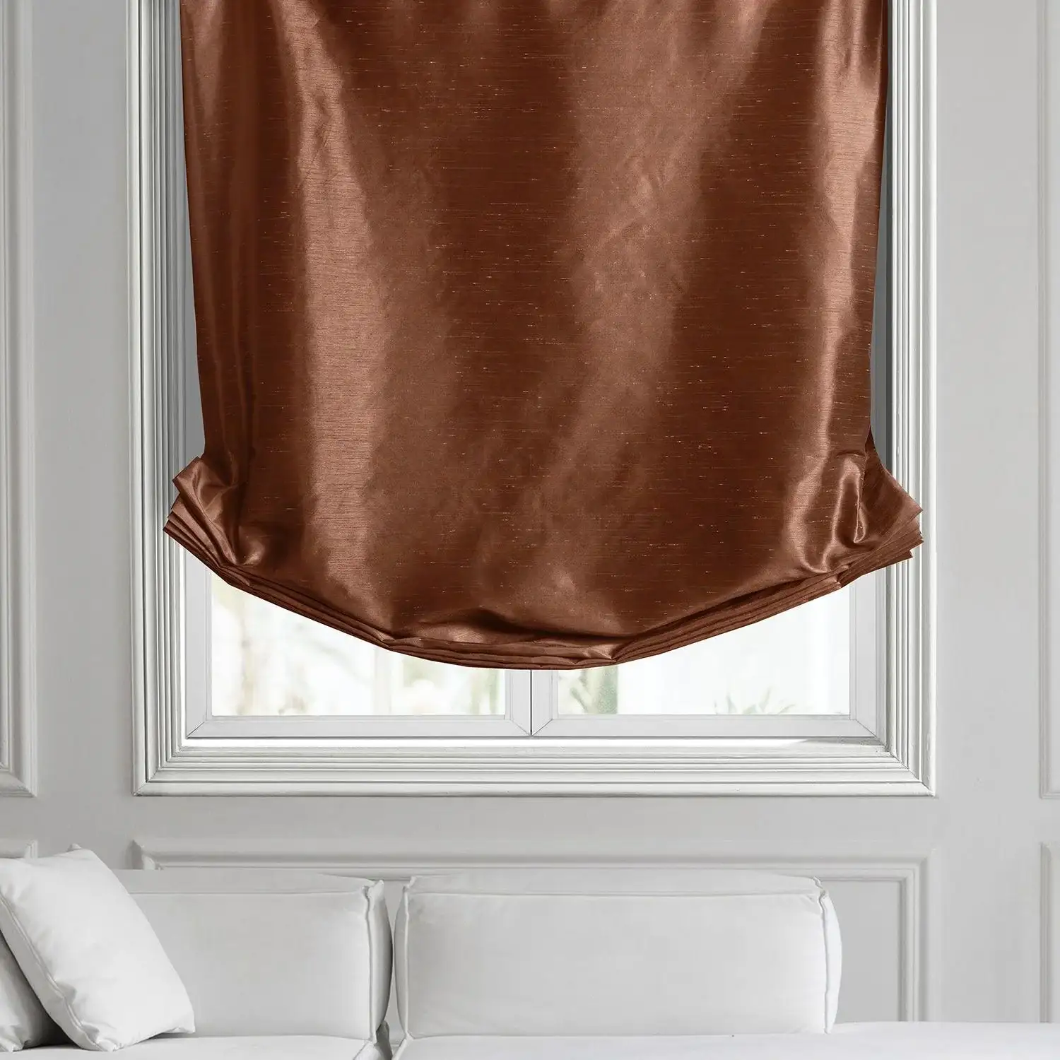 Copper Kettle Vintage Textured Faux Dupioni Silk Roman Shade - Image 2