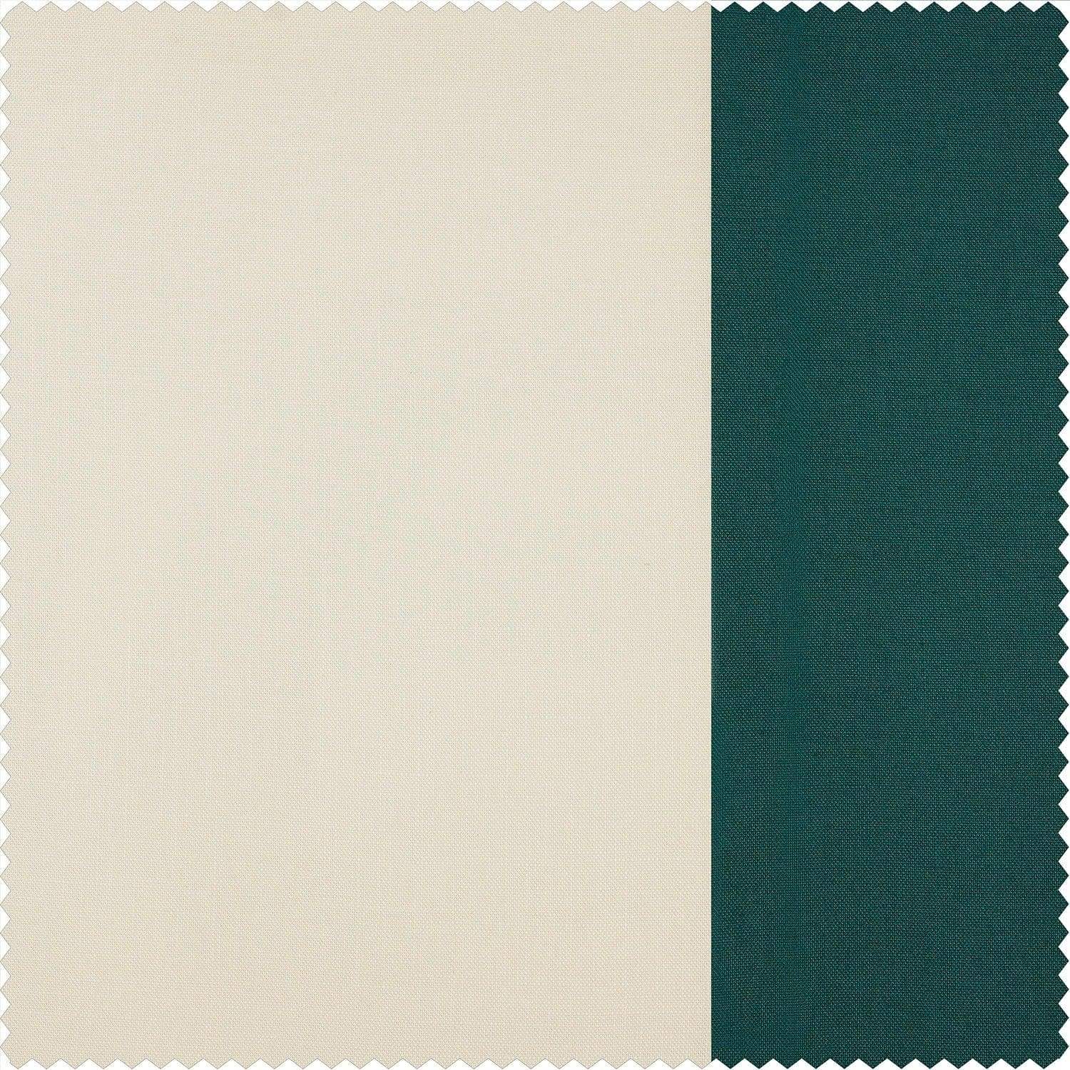 Cream & Dark Teal Green Bold Frame Bordered Dune Textured Cotton Fabric
