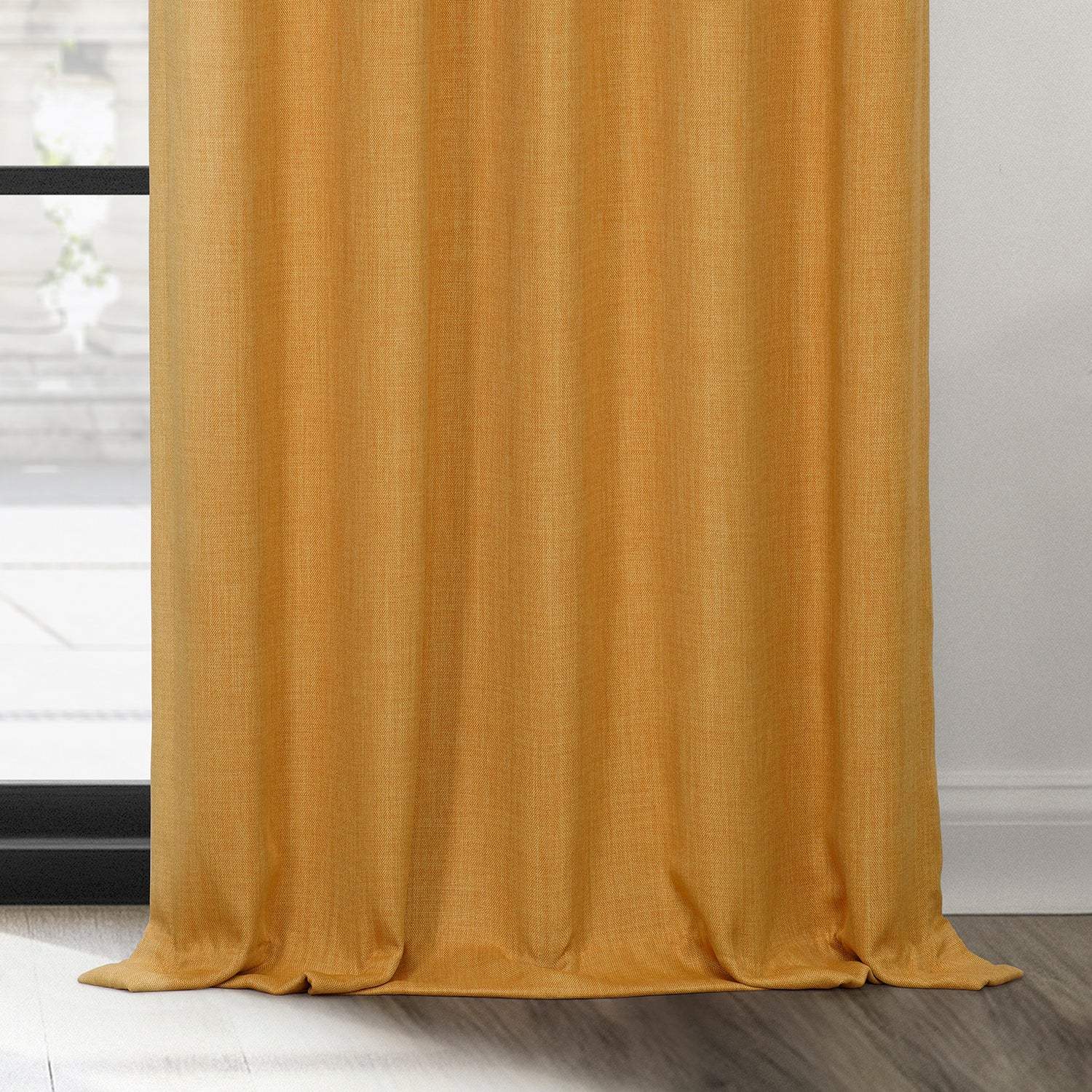 Dandelion Gold Grommet Textured Faux Linen Room Darkening Curtain - Image 4