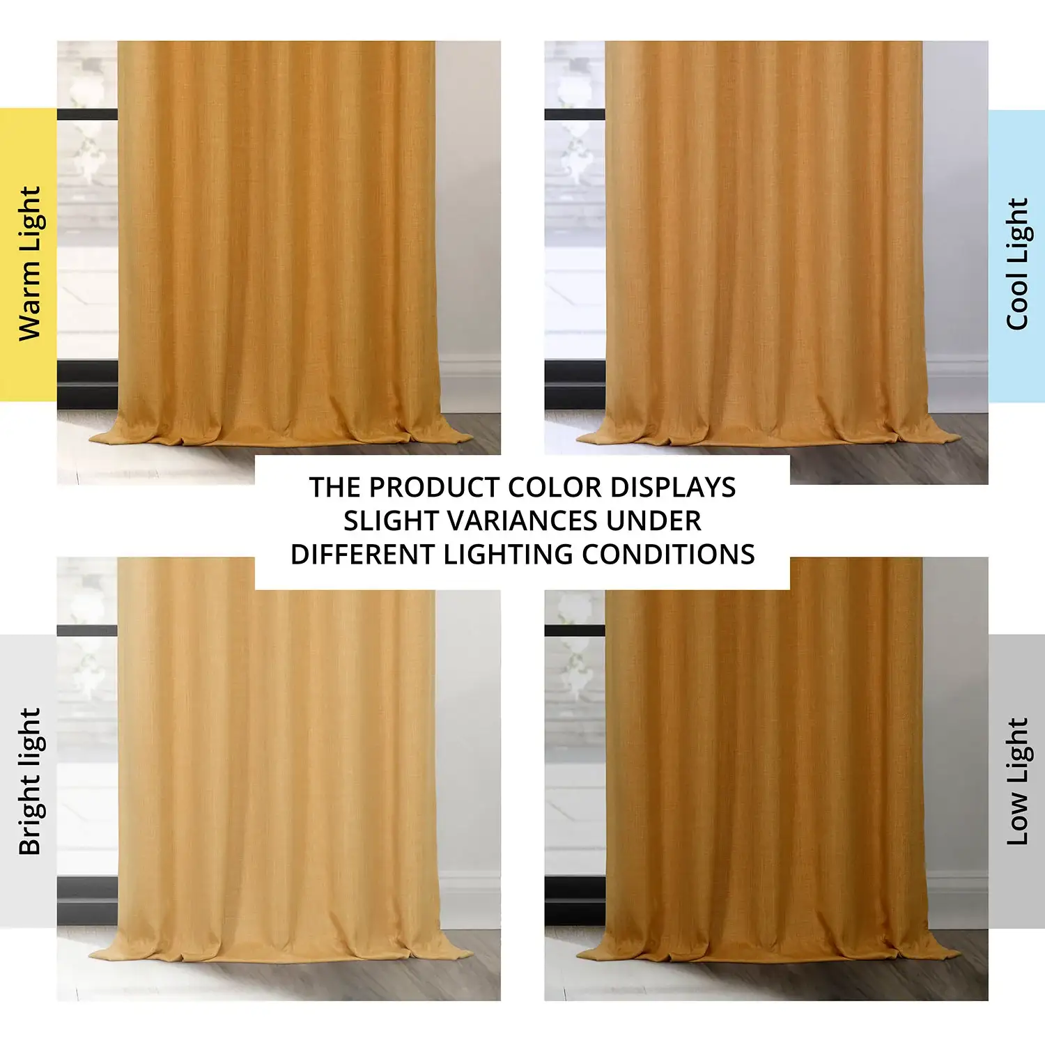 Dandelion Gold Grommet Textured Faux Linen Room Darkening Curtain - Image 5