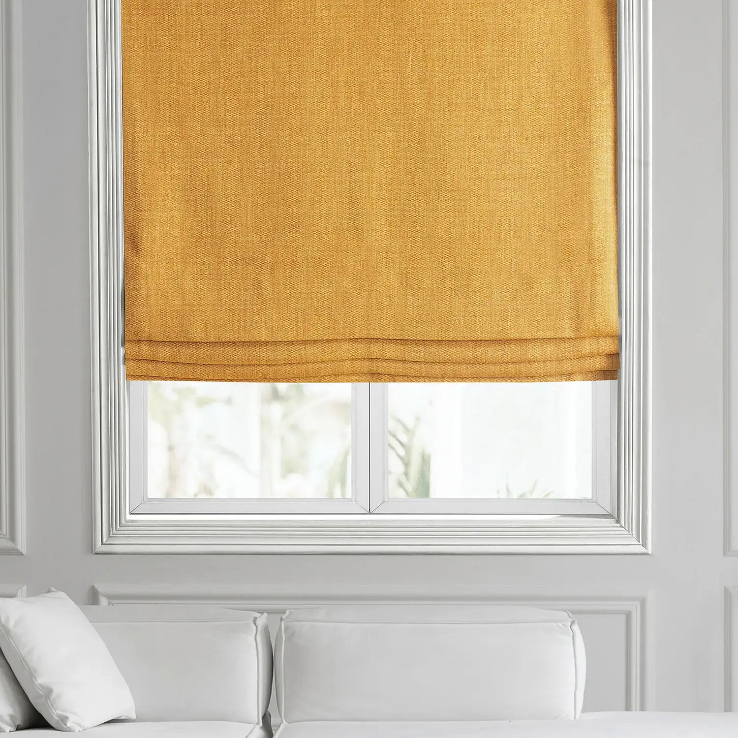 Dandelion Gold Textured Faux Linen Roman Shade