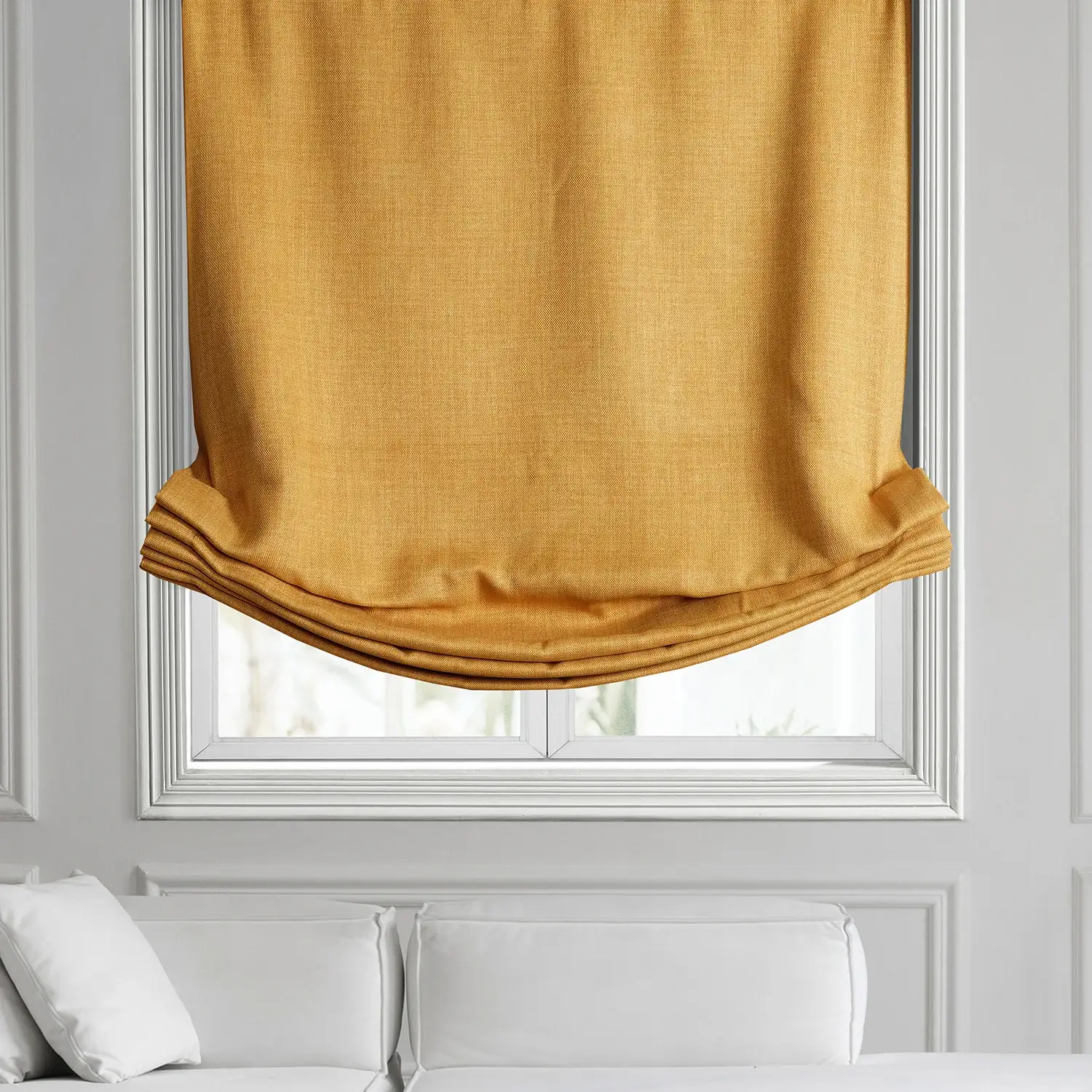 Dandelion Gold Textured Faux Linen Roman Shade - Image 2