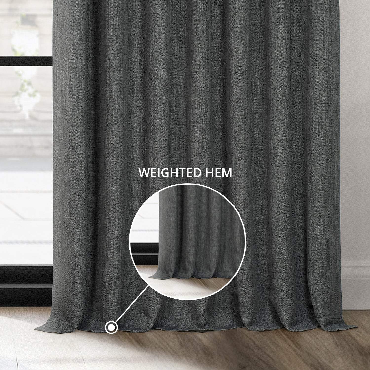 Dark Gravel Textured Faux Linen Custom Curtain - Image 4