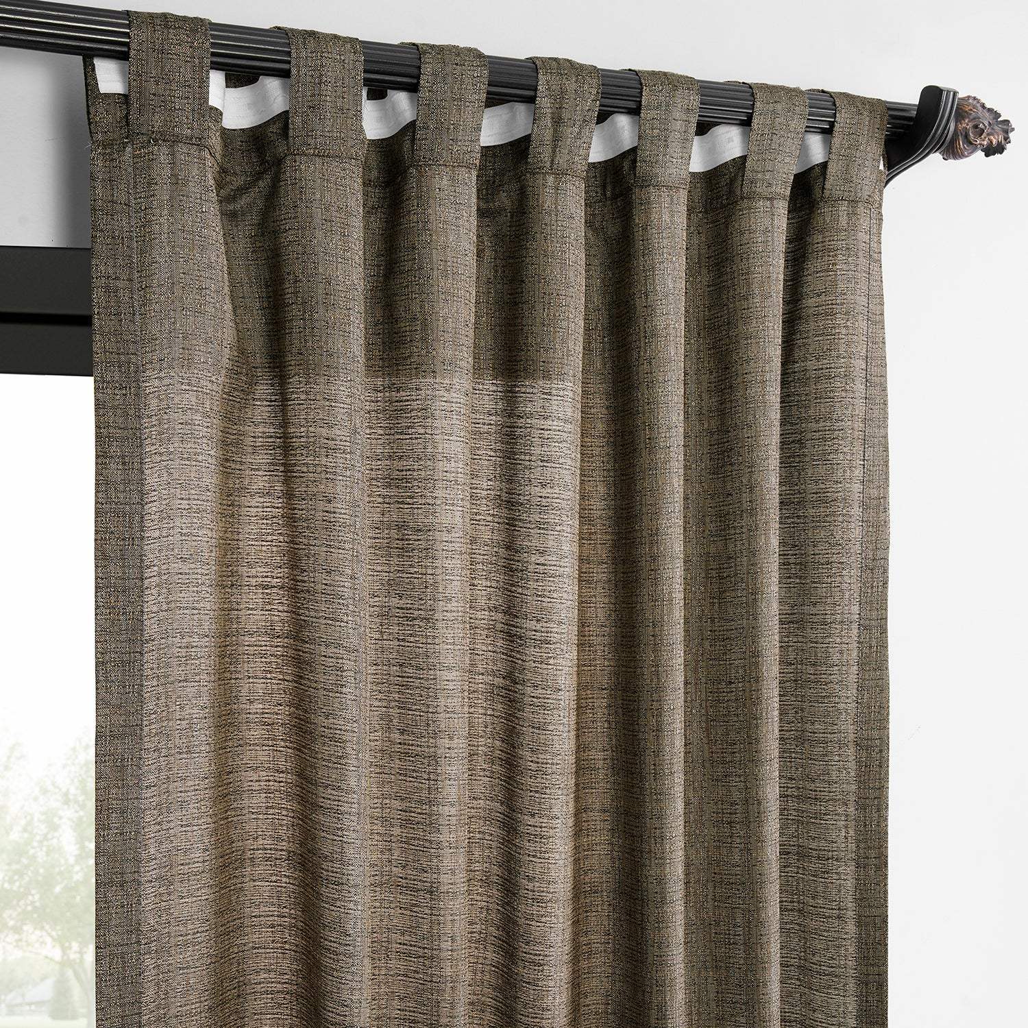 Dark Grey Raw Linen Weave Semi-Sheer Curtain Pair (2 Panels) - Image 5
