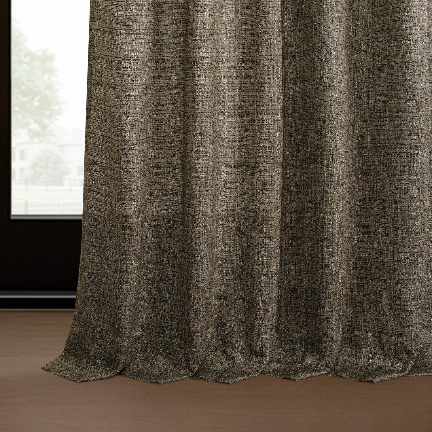 Dark Grey Raw Linen Weave Semi-Sheer Curtain Pair (2 Panels) - Image 6