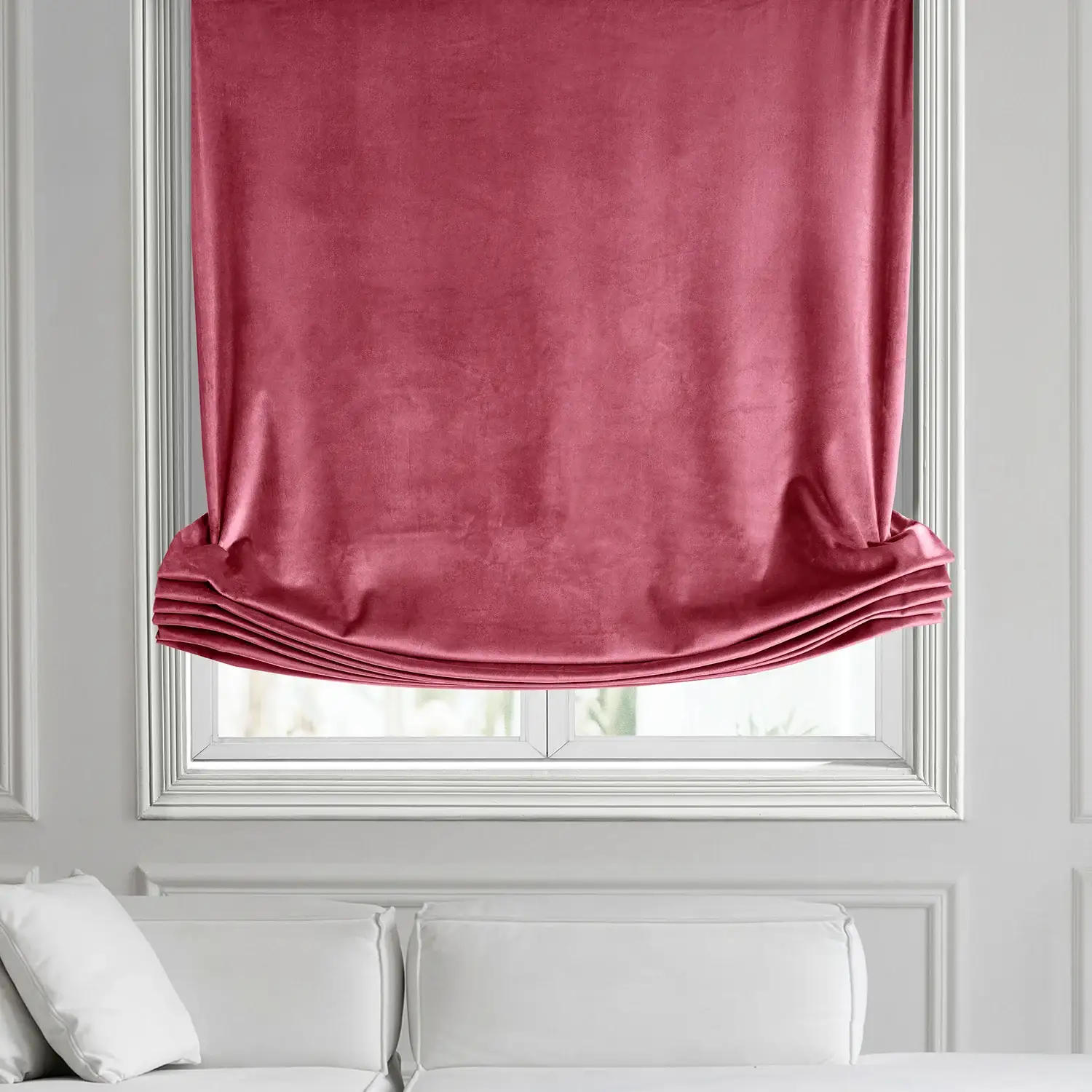 Dark Pink Heritage Plush Velvet Roman Shade - Image 2