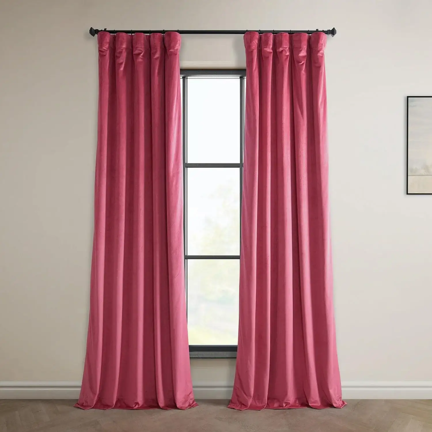 Dark Pink Heritage Plush Velvet Room Darkening Curtain